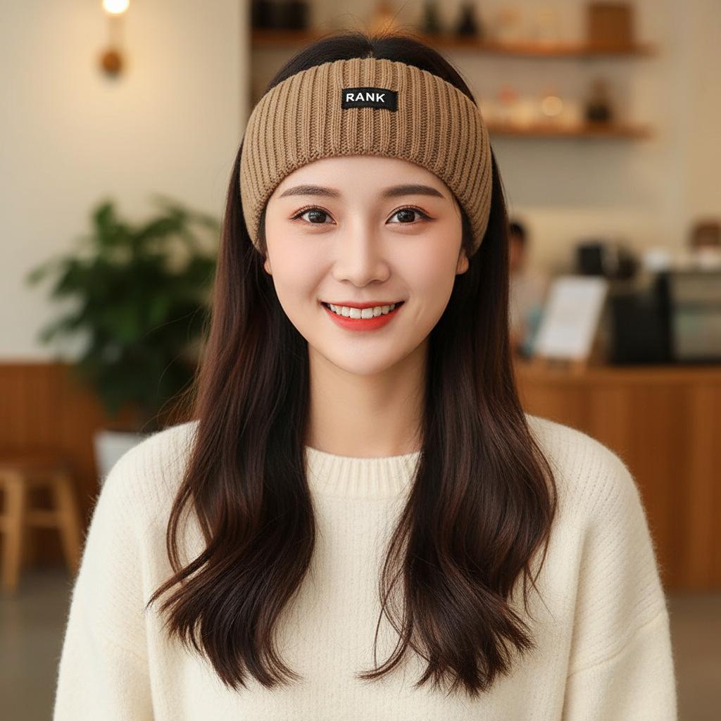 Спортивная повязка на голову, Широкий край, Повязка для умывания лица, Для ношения снаружи, Однотонная, Пуловер, Вязаная повязка на голову