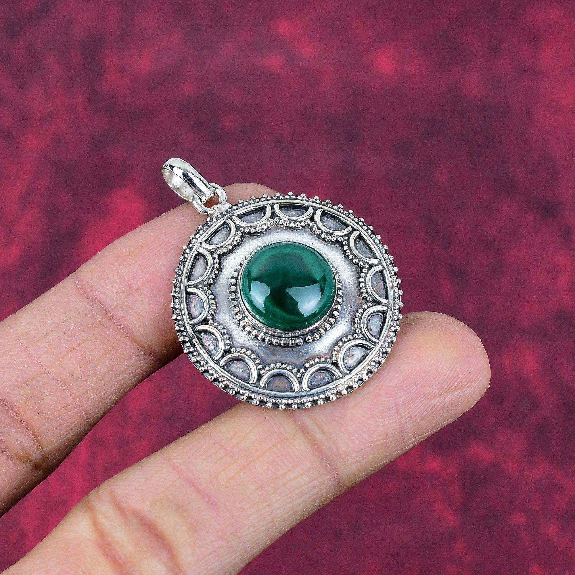 Подвеска из малахита, серебряная подвеска 925 пробы. Подарок для женщин, подвеска ручной работы, ювелирные изделия из драгоценных камней