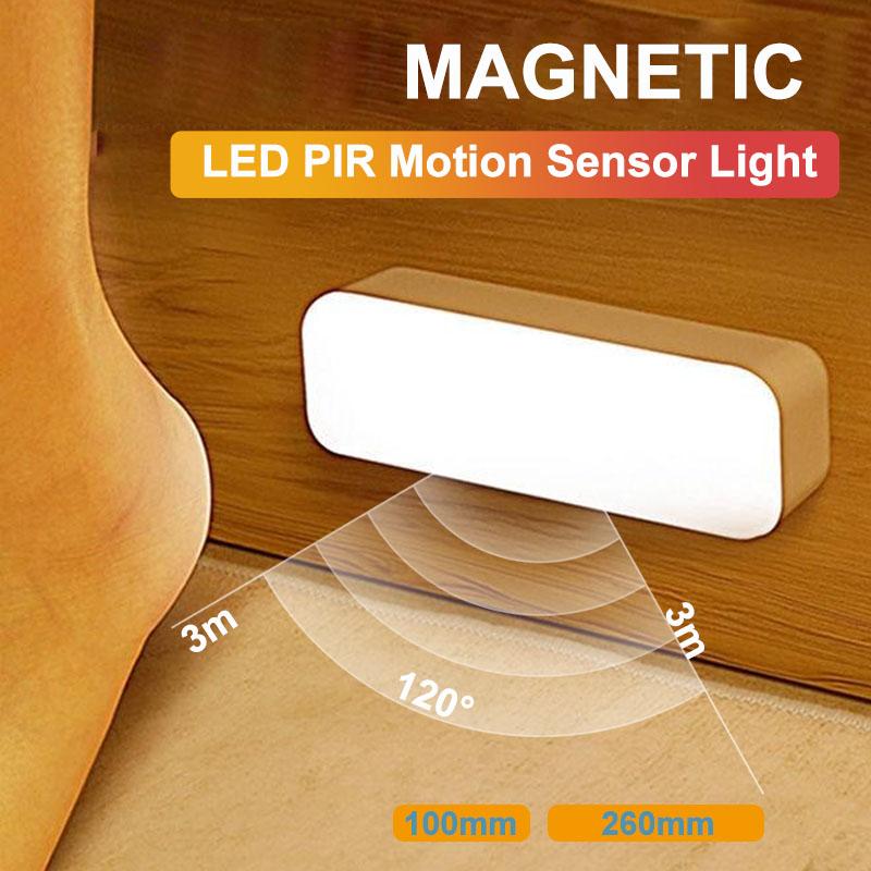 3W LED PIR Motion Sensor Light Wireless USB Rechargeable Magnetic LED Night Light Lamp For Staircase Aisle Wardrobe Baby Care Bedroom Light
