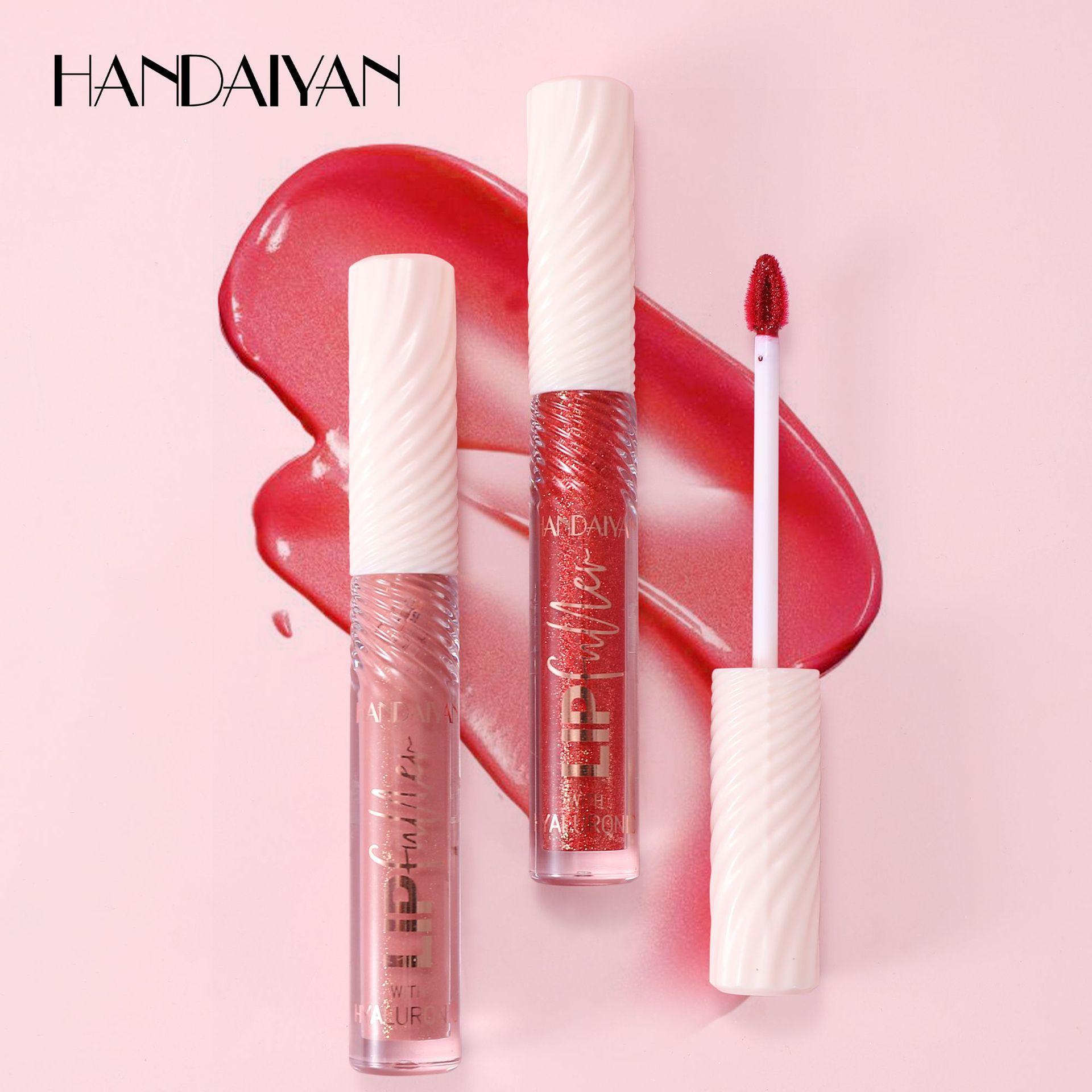 HANDAIYAN 8-Color Mirror Lip Gloss Hyaluronic Acid Lipstick Hydrating Moisturizing Pearl Fine Shine Fuller Looking Easy Color