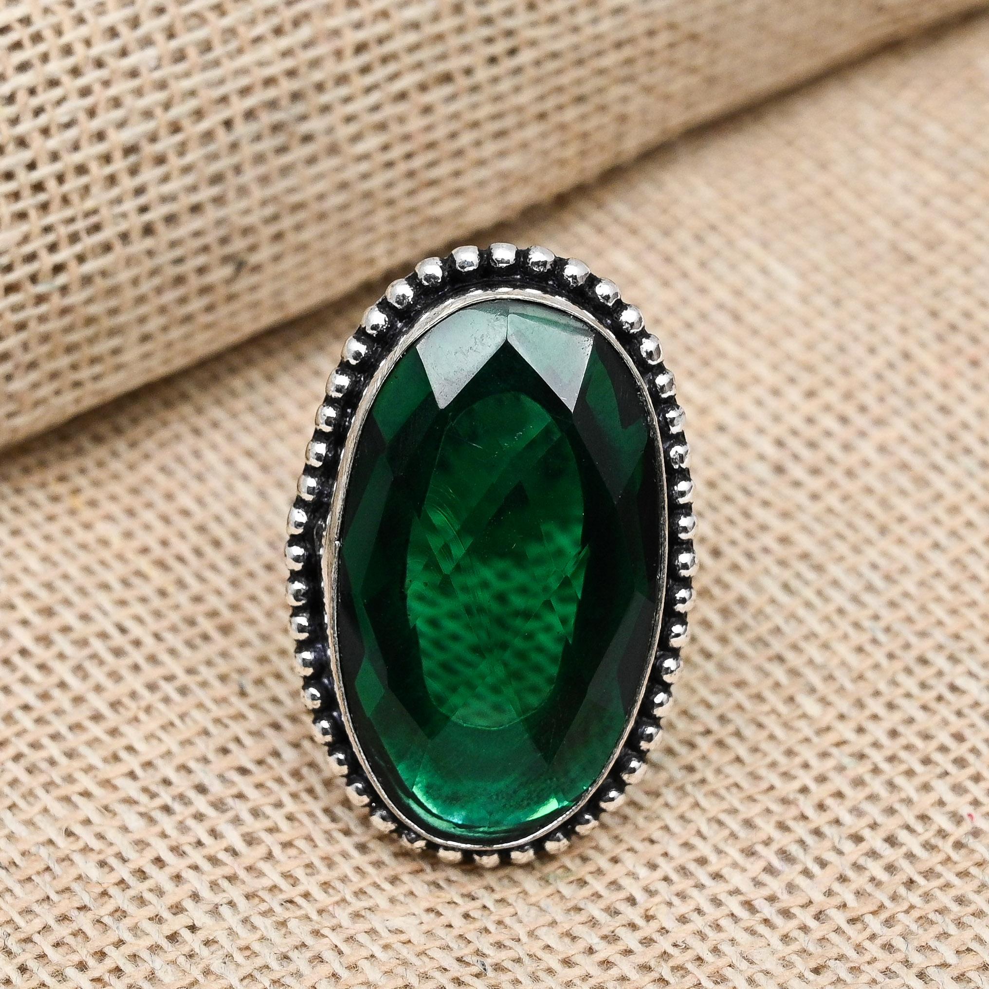 Chrome Diopside Gemstone Handmade 925 Sterling Silver Handmade Jewelry Fancy Ring