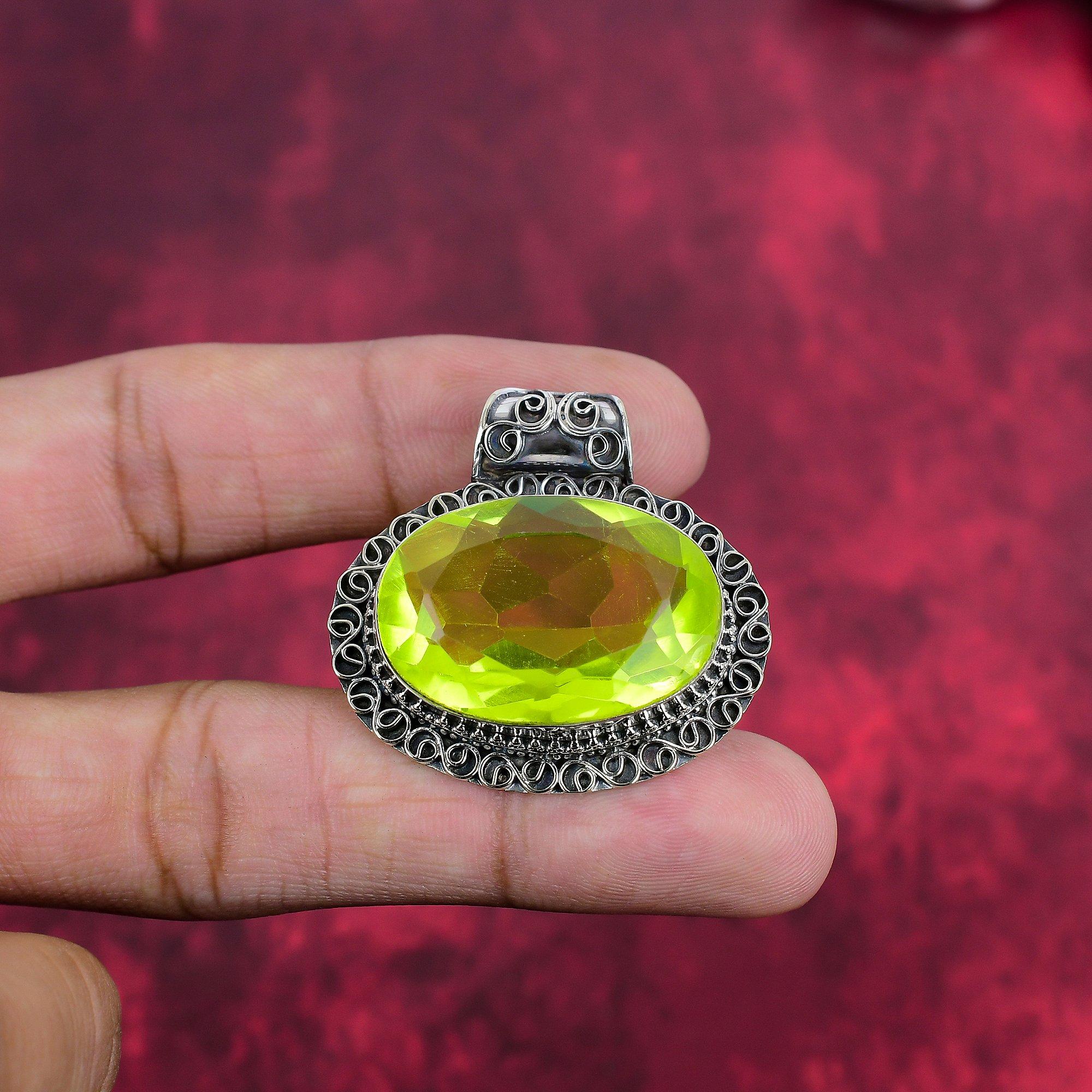 Подвеска с лимонным топазом, серебряная подвеска 925 пробы, подвеска ручной работы с драгоценными камнями на День благодарения