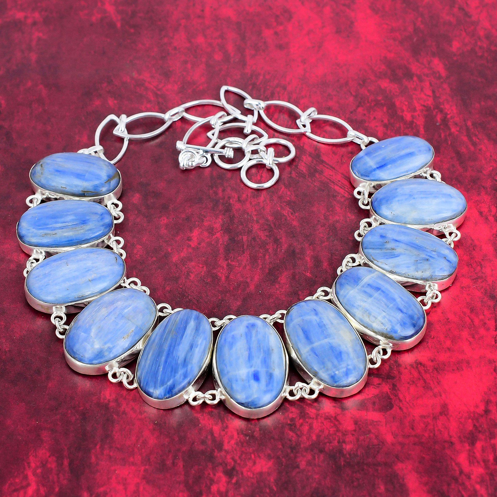 Ожерелье ручной работы с кианитом, ювелирные изделия из стерлингового серебра 925 пробы из натурального драгоценного камня, на День Благодарения