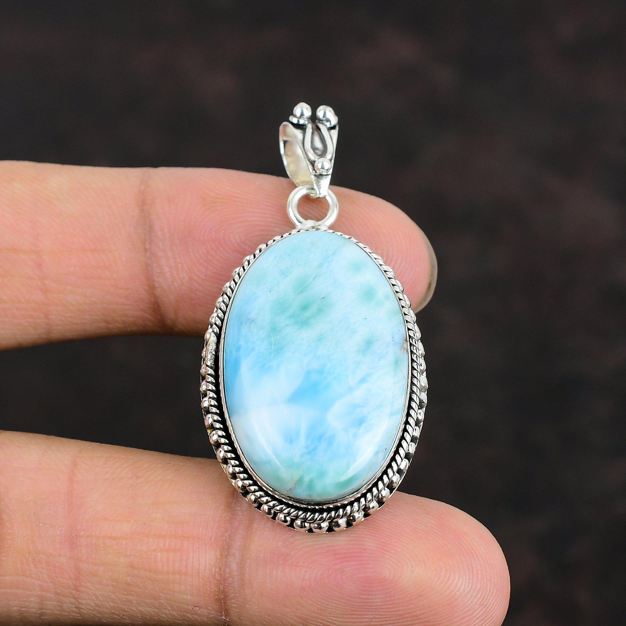 Подвеска из ларимара, натуральный драгоценный камень, кулон из стерлингового серебра 925 пробы, кулон ручной работы, ювелирные изделия из ларимара, совершенно новые кулоны, подарки на свадьбу