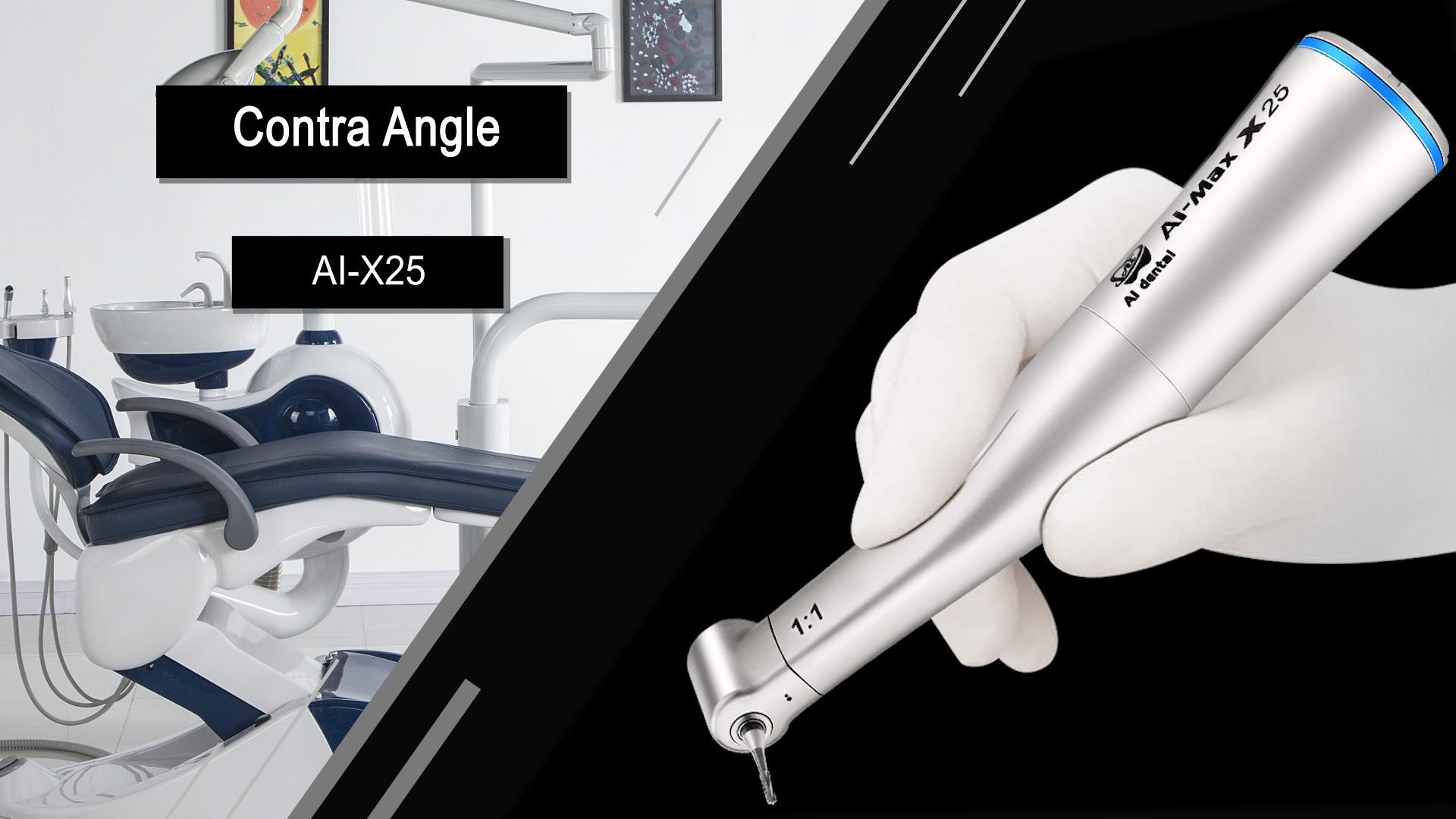 Dental Low Speed Handpiece AI-X25 E-Type Connector Non-Optic Contra Angle 1:1 Hand Piece For CA Burs