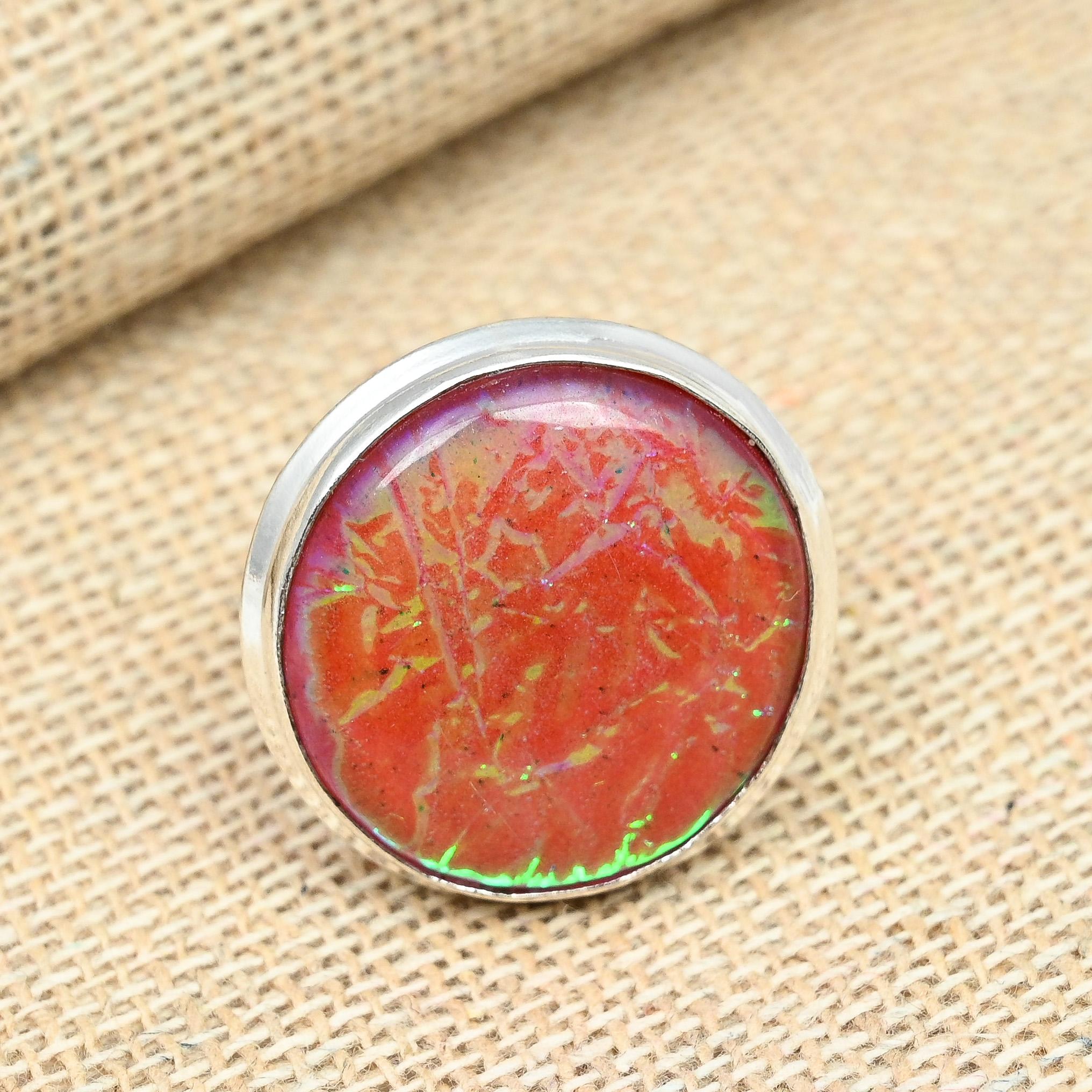 Оранжевый австралийский тройной опал, драгоценный камень, кольцо из стерлингового серебра 925 пробы, подарочные ювелирные изделия ручной работы