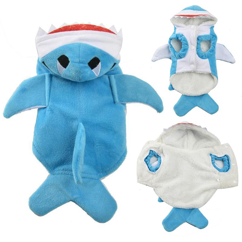 Зимняя одежда для собак, милый костюм акулы, теплое флисовое пальто для щенка, куртка, одежда для маленьких собак
