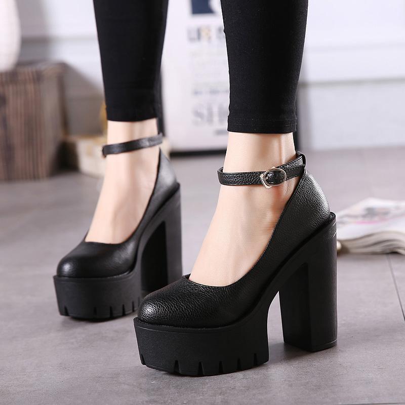 Plus Size 42 New 2019 Spring Autumn Casual High-heeled Shoes Sexy Ruslana Korshunova Thick Heels Platform Pumps