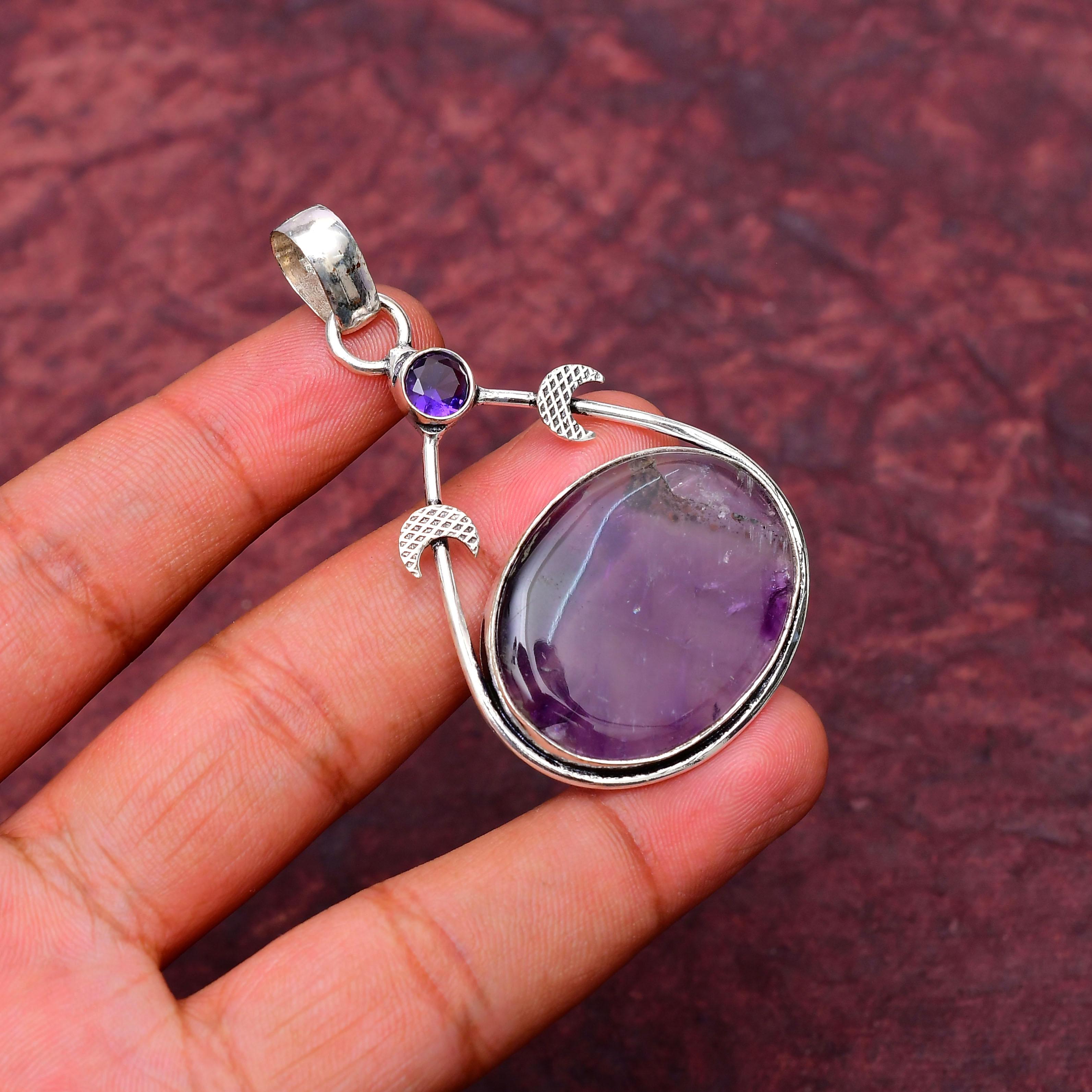 Amethyst Gemstone Pendant Gemstone : 925 Sterling Silver Handmade Jewelry Pendant
