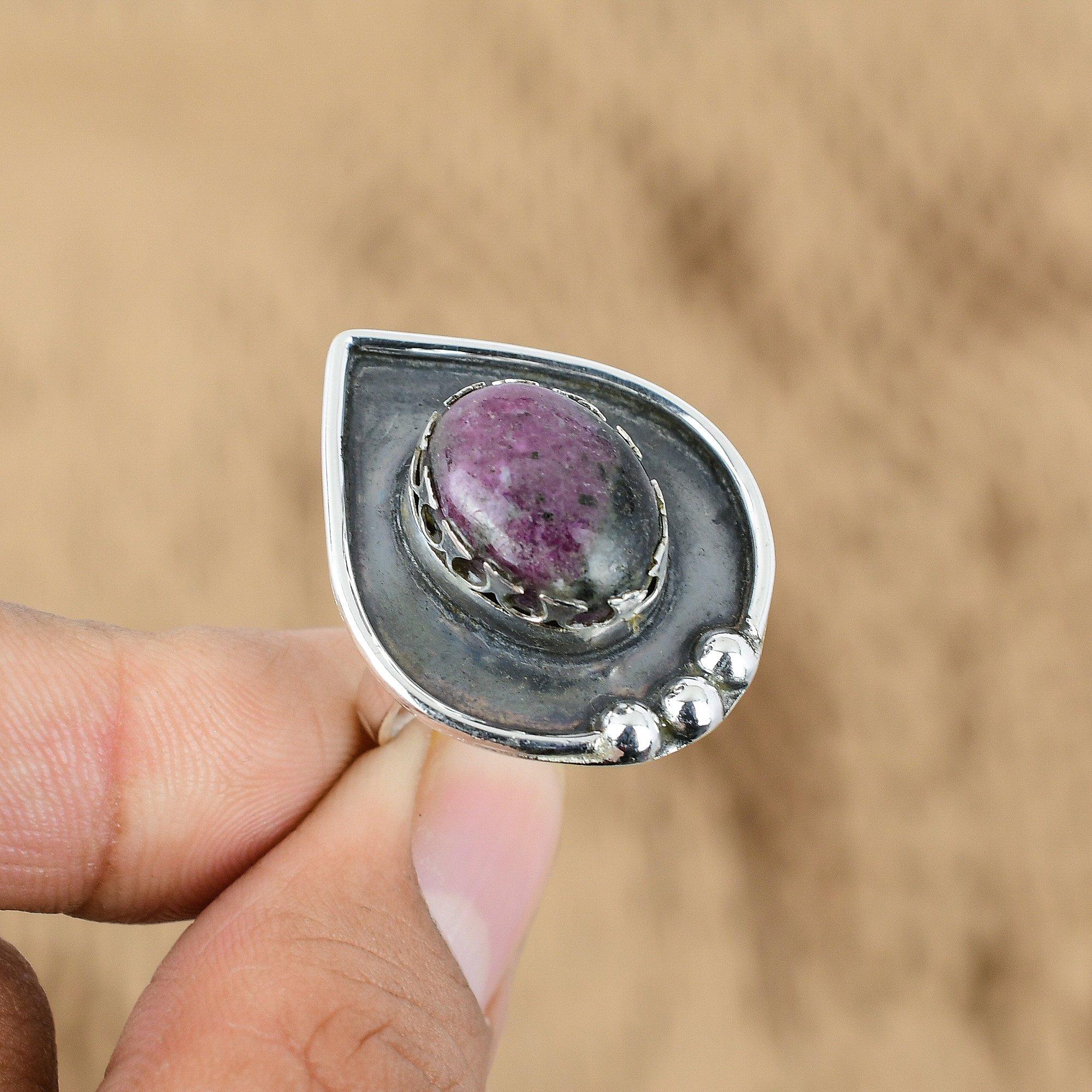 Распродажа ко Дню матери Серебро 925 пробы Натуральный рубин Цоизит Сестра Многокаменный обручальное кольцо