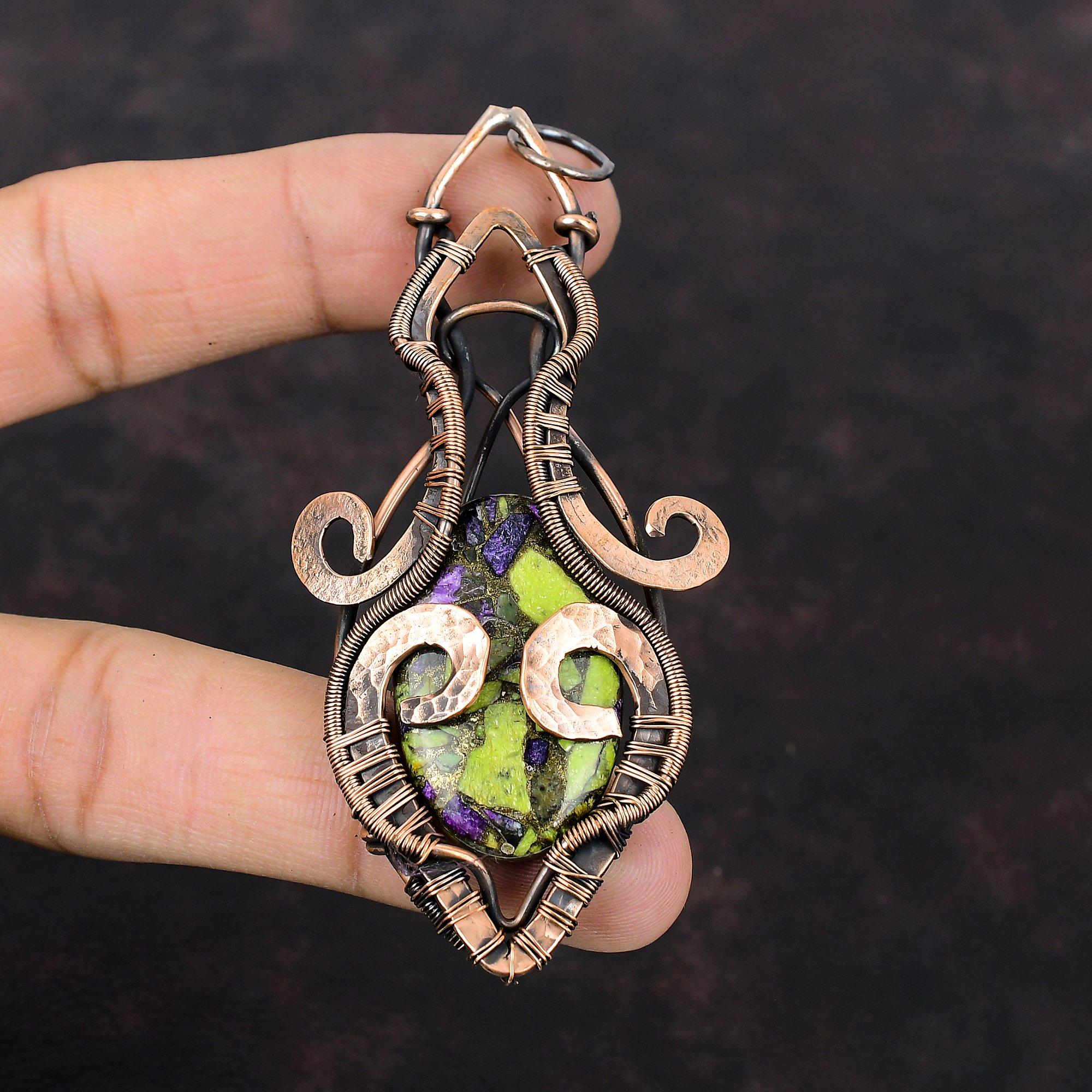 Подвеска из медного стихтита, подвеска из драгоценного камня в медной проволоке, подвеска ручной работы, подвеска из медной проволоки, ювелирное украшение в подарок для нее, подвески последнего дизайна