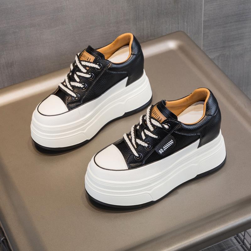 Fujin 9 см из коровьей замши из натуральной кожи, женская вулканизированная обувь на платформе, танкетка для скейтбординга, повседневная устойчивая обувь на высоком брендовом каблуке