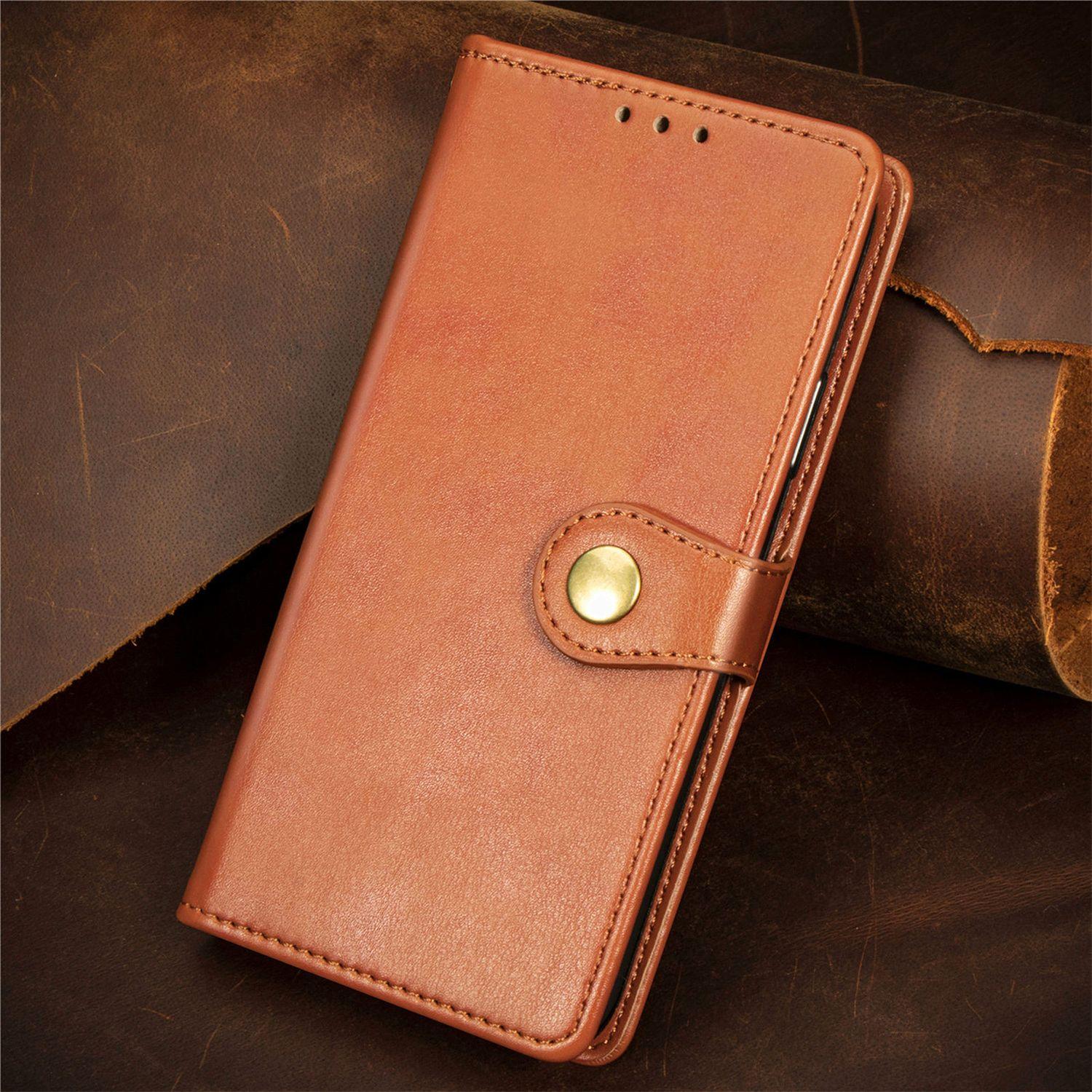 Leather Wallet Flip Case for VIVO Y400 Y300T Y300I Y05 Y04 Y03 Y02 Y02S Y02A Y02T Card Holder, Kickstand, Vintage Button Closure