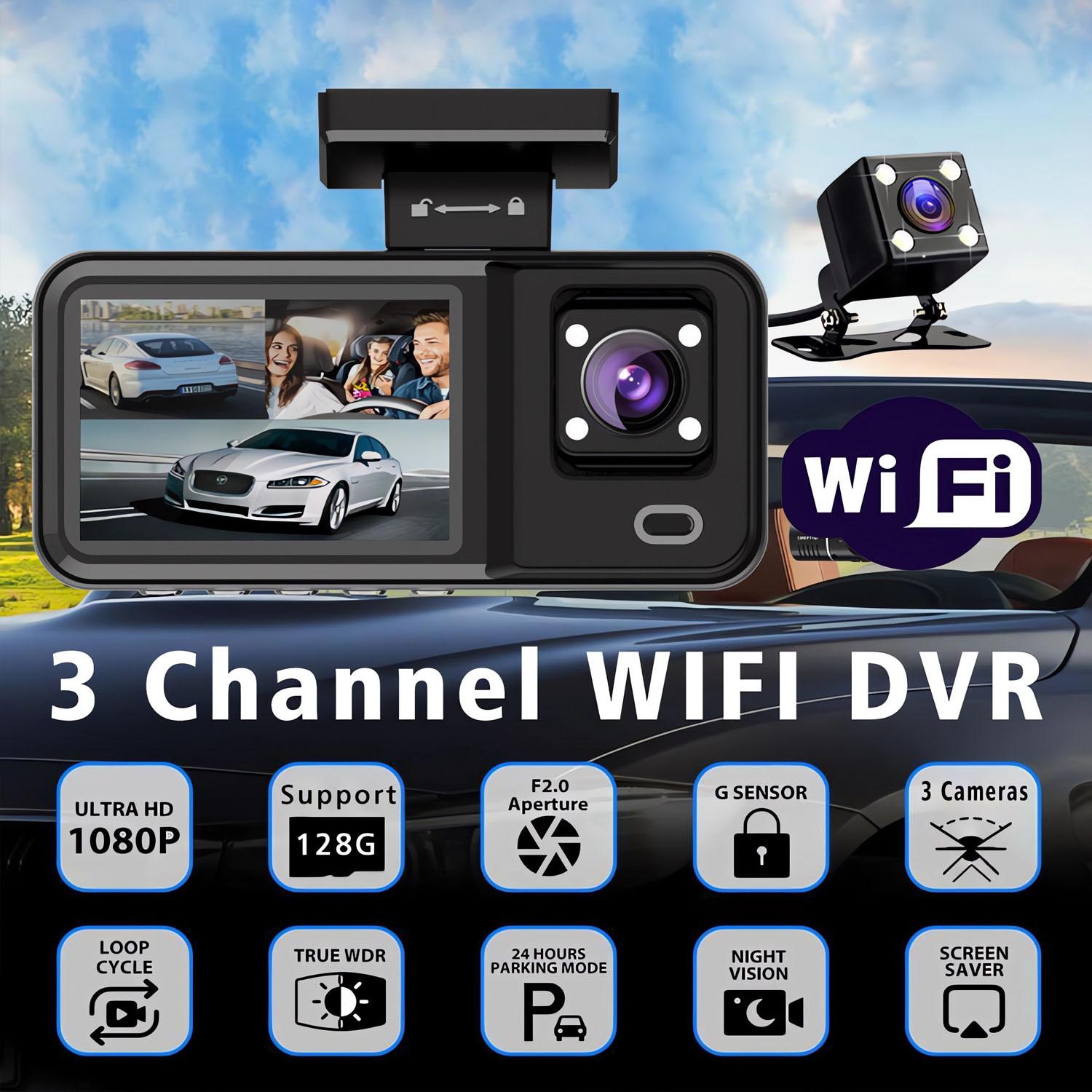 2/3-канальный WIFI автомобильный видеорегистратор, высококачественная 1080P автомобильная видеокамера с тремя камерами, видеорегистратор.