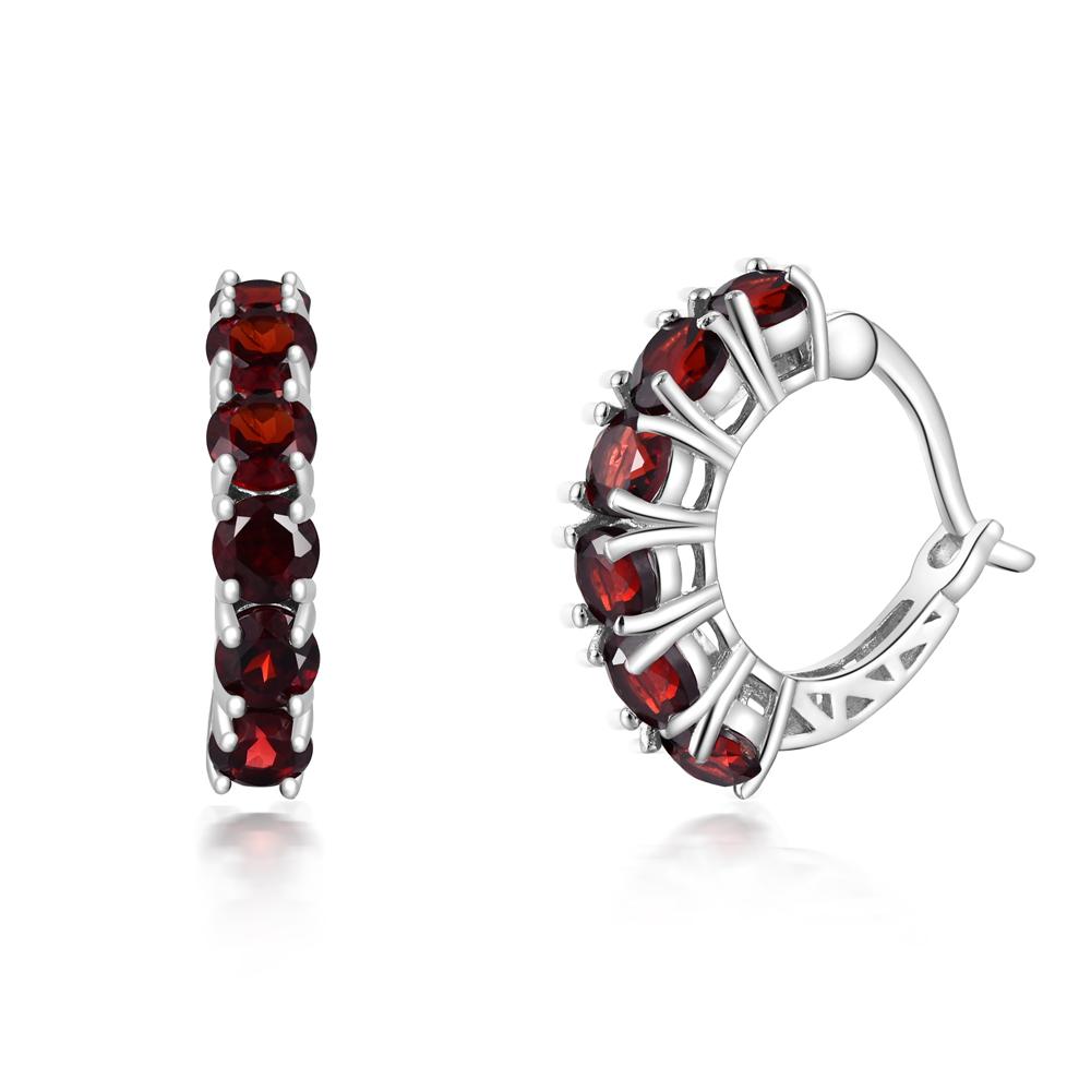 Удивительные дизайнерские шикарные серебряные серьги-кольца с натуральным гранатом, январский камень, камень для благословения, ювелирные изделия для влюбленных, подарок
