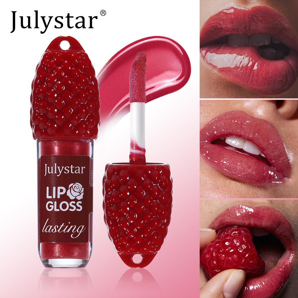 Julystar Малиновый блеск для губ 8 мл Увлажняющий глянцевый блеск для губ Нелипкий Увлажняющий Стойкий Блестящий Ягодный аромат Макияж для губ для женщин