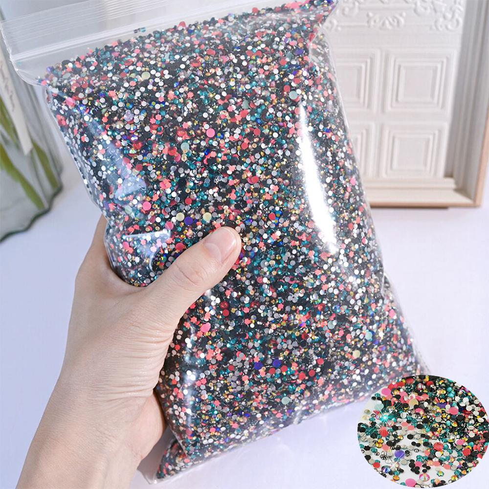 Приблизительно 10000 шт. смешанные мини-стразы для ногтей с плоской задней частью, хрустальные камни, бусины, блестящие драгоценные камни, подвески для ногтей, ювелирные изделия, маникюрные украшения