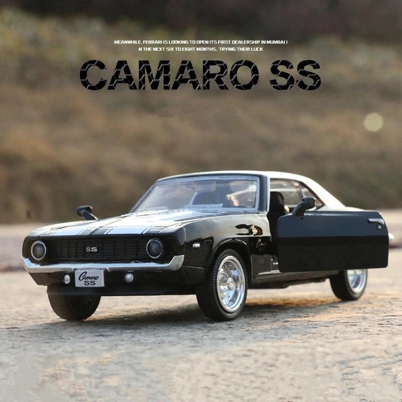 1969 Chevrolet Camaro SS Ретро Суперкар 5-дюймовая Металлическая Машинка Симуляция Литой & Игрушечный Транспорт RMZ city 1:36 моделей из сплава, подарки для детей