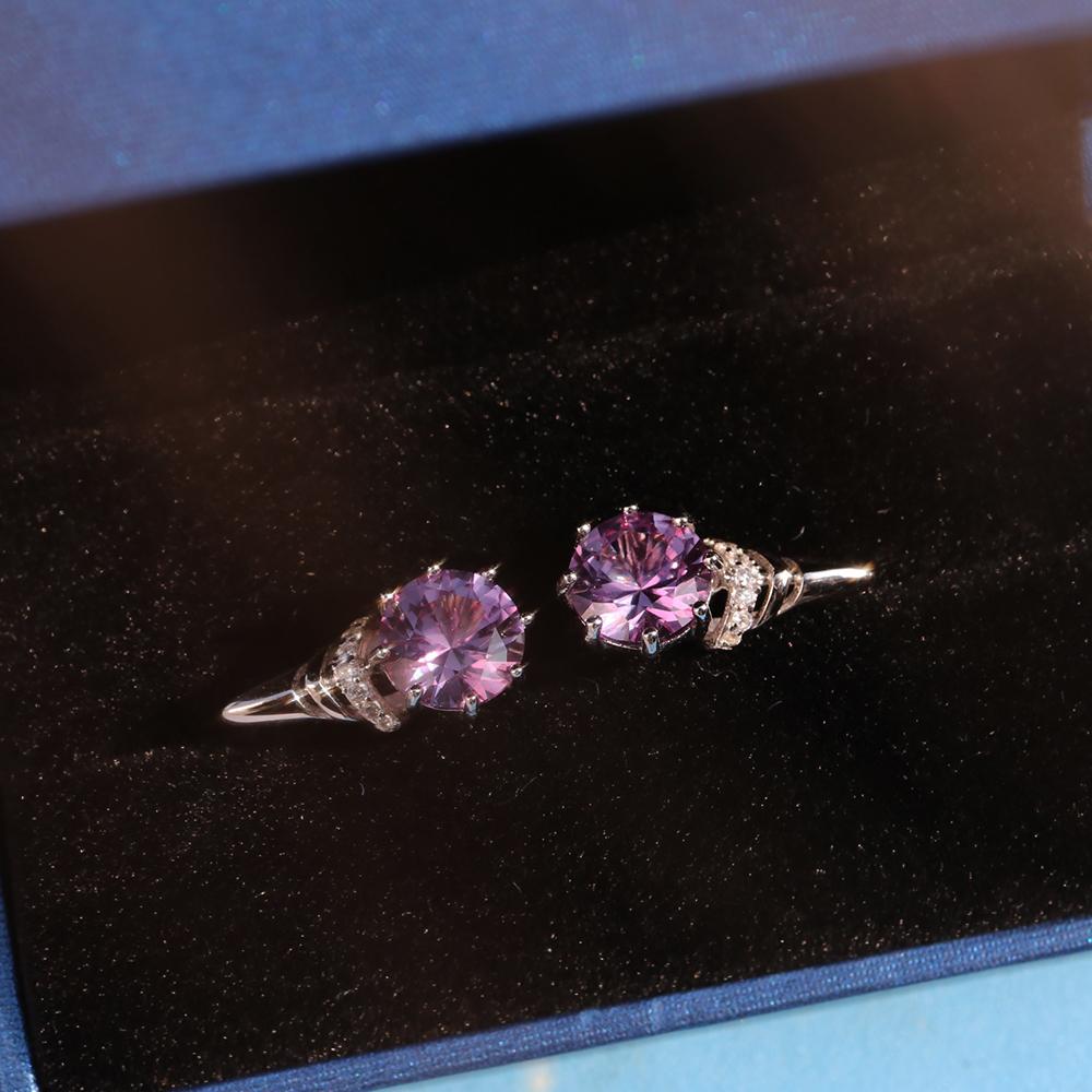 Серьги с застежкой из стерлингового серебра 925 пробы, круглые 8 мм, с изменяющим цвет драгоценным камнем александритом, изысканные украшения для женщин от bolai