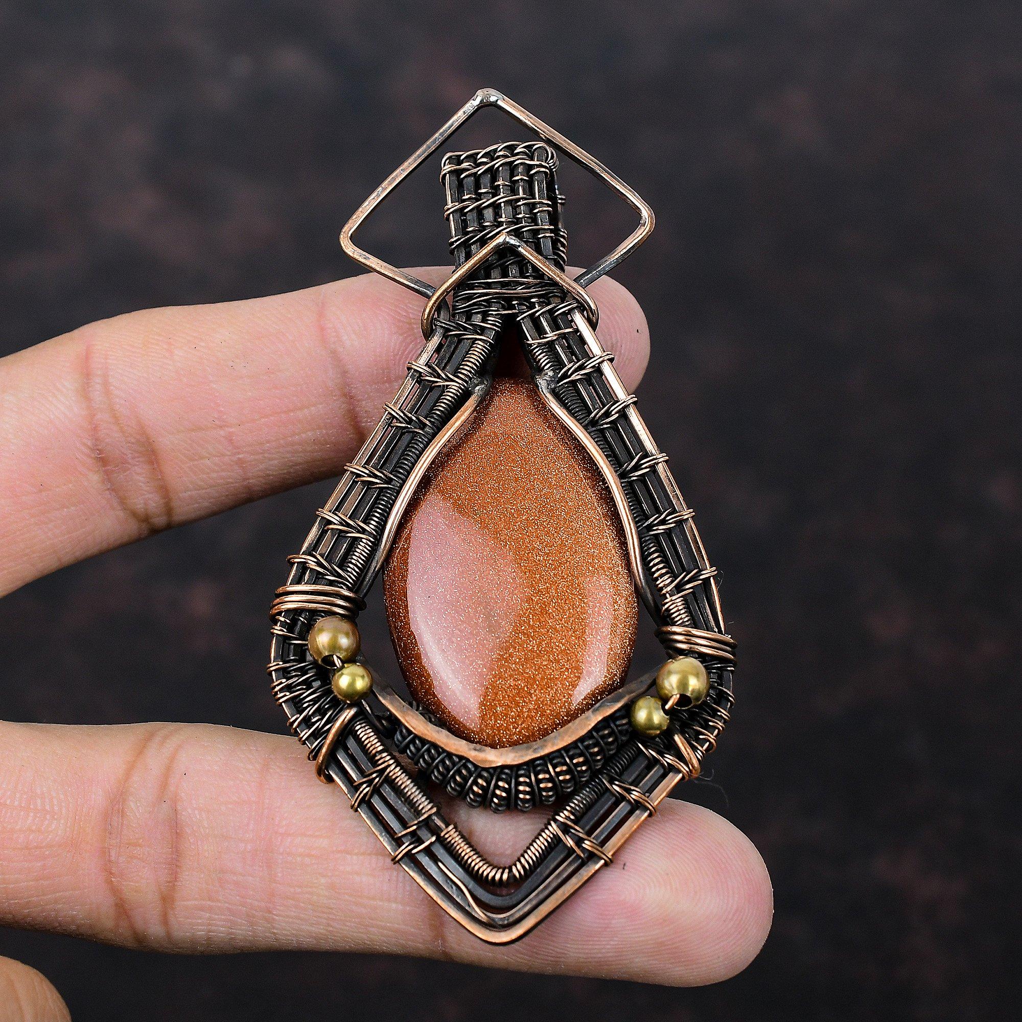 Подвеска Солнце Ситара Подвеска, обернутая медной проволокой Ювелирные изделия из натуральных драгоценных камней Подвеска ручной работы Замечательные медные украшения Подвеска в стиле бохо Подарок для нее