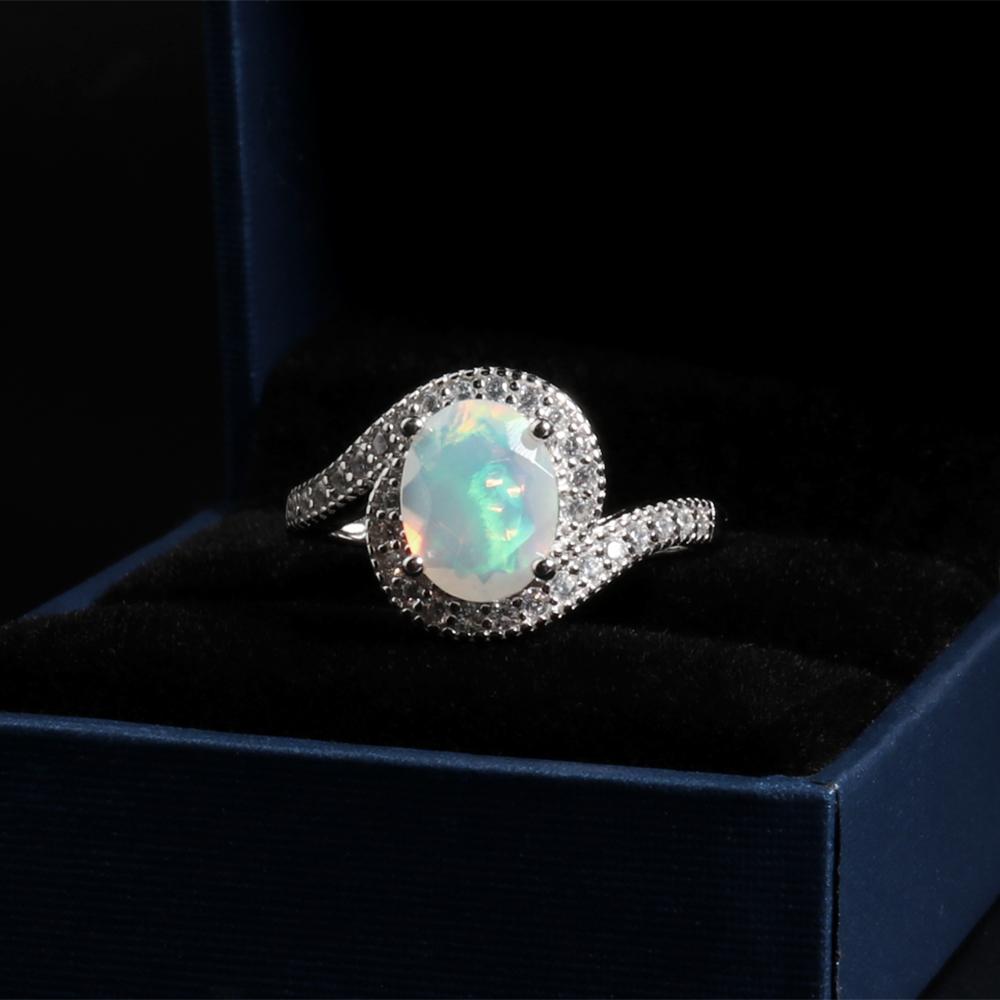 Кольцо из стерлингового серебра 925 пробы с опалом, натуральный эфиопский опал овальной формы 7*9 мм, 1,5 карата, драгоценные камни, изысканные украшения для женщин, хороший подарок