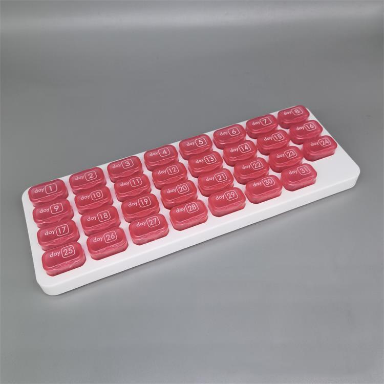 1pc 31-Day Monthly Pill Organizer Case, Plastic Keyboard Style Pill Box, Large Capacity Daily Medicine Storage Case With Dates