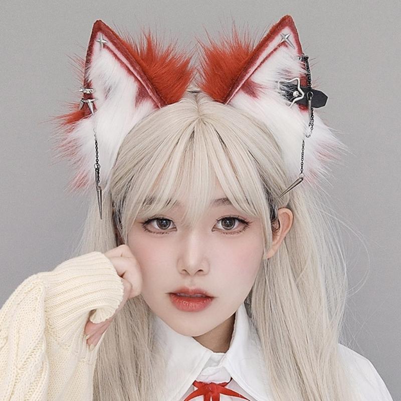 Anime Character Headband Wolf Ears Shape Hair Hoop Plush Carnivals Party Headpiece Cosplay Party Costume Props Unisex