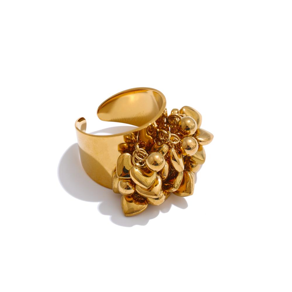 Eetit High Quality Stainless Steel Metal Heart Tassel Handmade Ring 18K Gold PVD Exclusive Design Fashion Jewelry Accessories