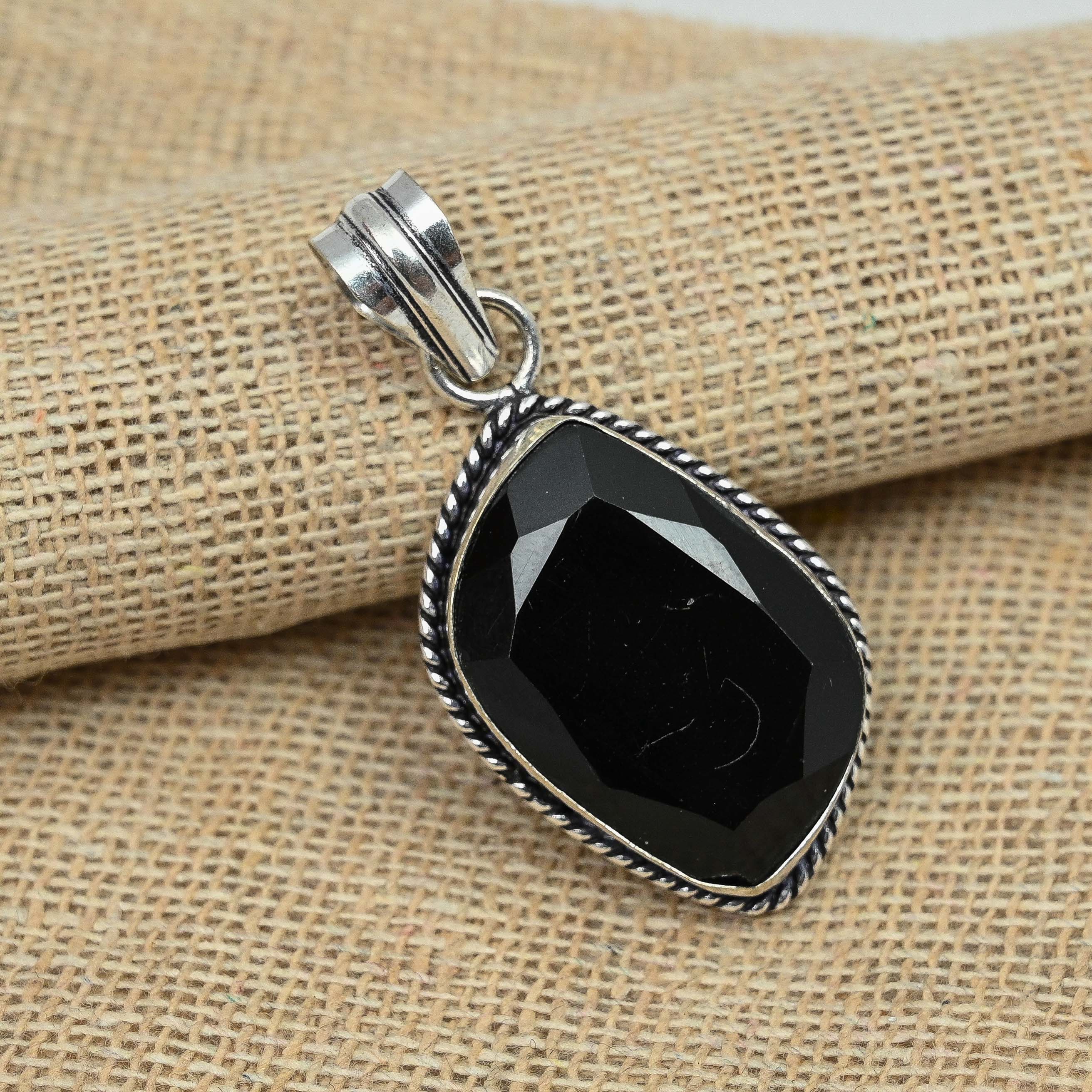 Черный шпинель драгоценный камень стерлингового серебра 925 пробы ювелирные изделия ручной работы подарок на день рождения кулон