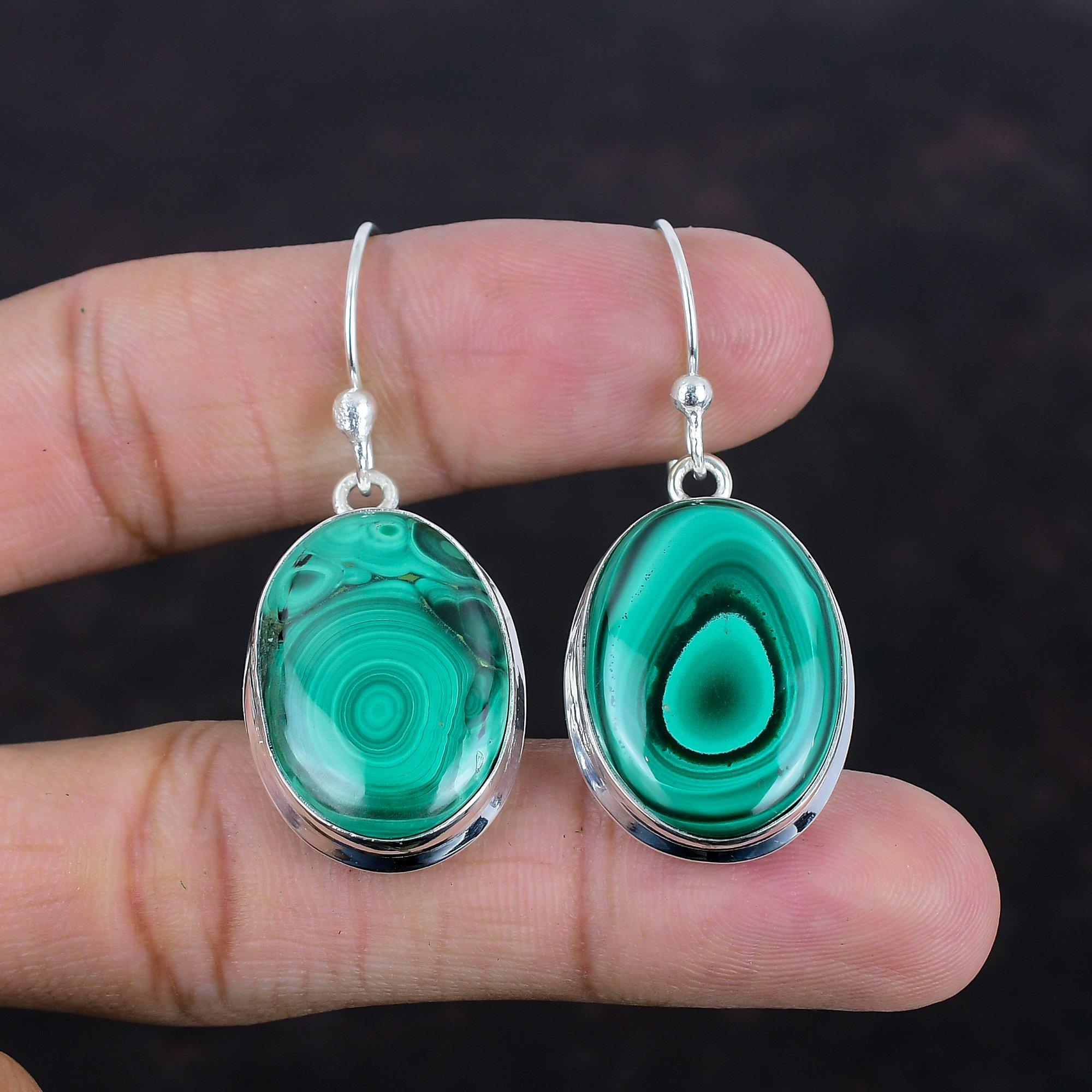 Серьги из малахита, серебряные серьги 925 пробы, ювелирные изделия из драгоценных камней, серьги ручной работы, ювелирные изделия из натурального малахита, подарок для нее, серьги уникального дизайна
