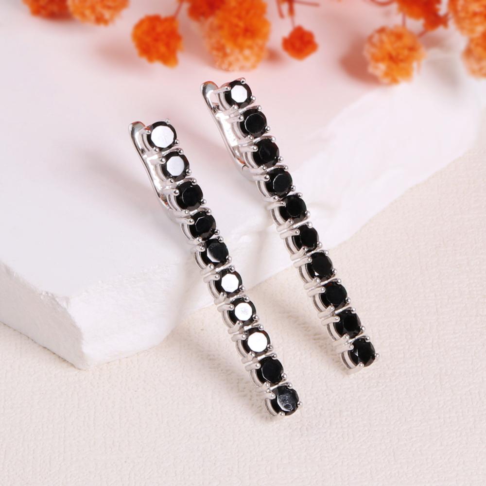 Элегантные и благородные длинные серьги из натурального черного шпинели, серебро 925 пробы, великолепные ювелирные изделия, женские подарки на банкет и праздник