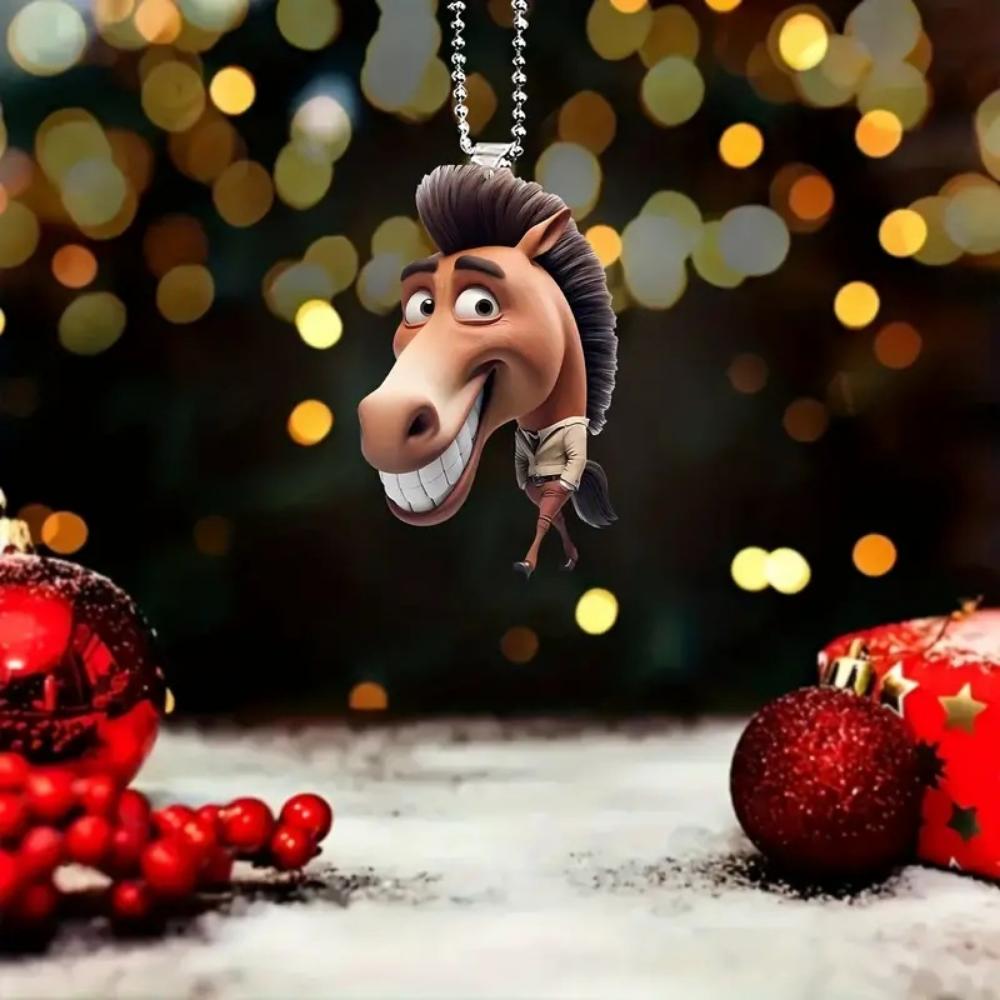 2D акриловый креативный кулон в виде лошади с большим ртом, новый трансграничный плоский кулон для зеркала заднего вида автомобиля, домашний праздничный кулон