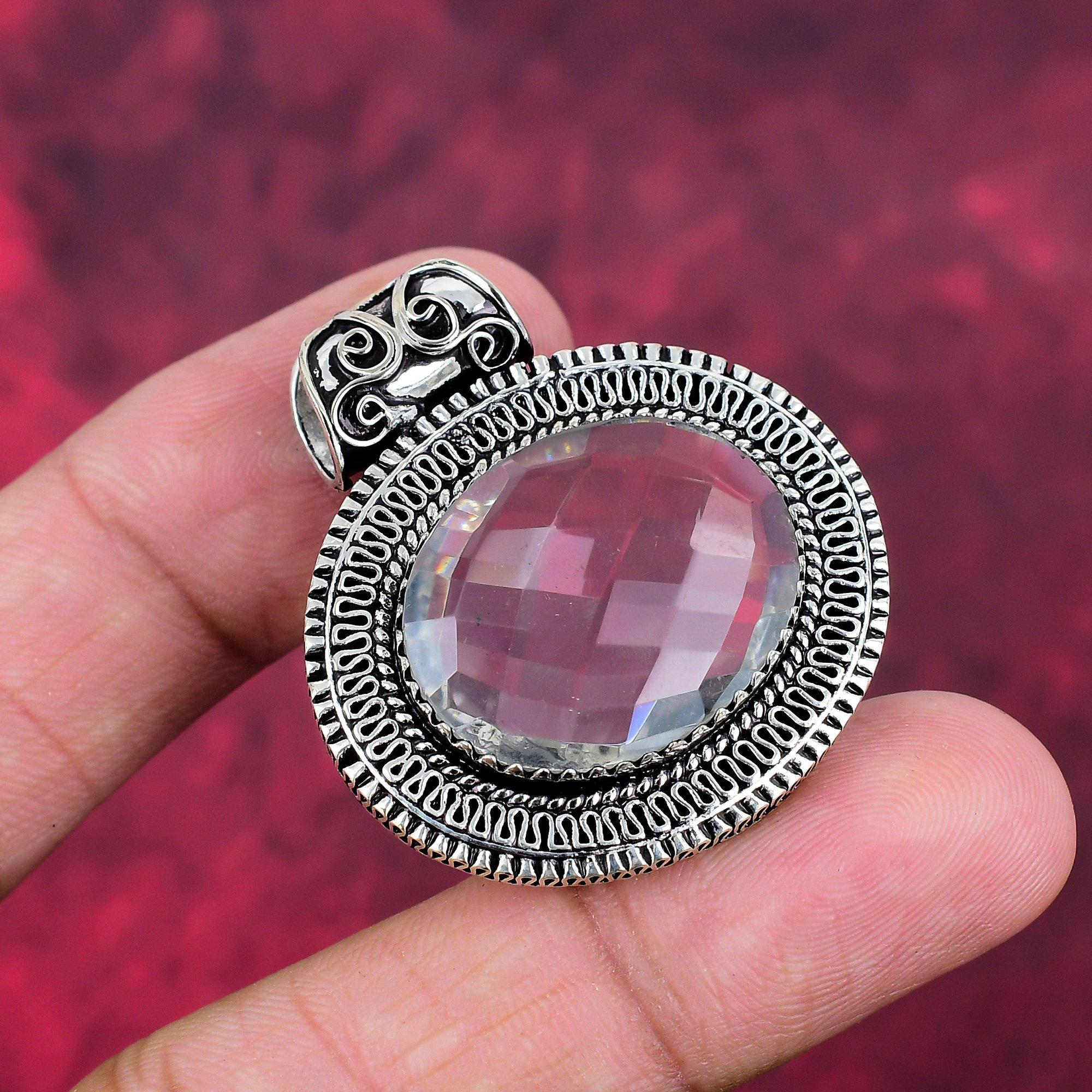 Подвеска из чистого серебра 925 пробы с белым топазом, подвеска из драгоценных камней ручной работы на День памяти