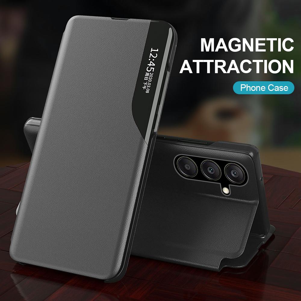 Samung A54 5G Case Smart View Magnetic Leather Flip Stand Cover For Samsung S25 Ultra S24 Plus S23 S22 Samsung A24 35 25 15 A55 A35 A20s Book Coque