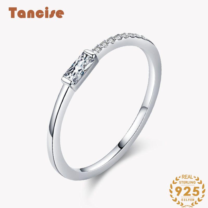 Tancise Classic стерлингового серебра 925 пробы кольцо с цирконом женские ювелирные изделия свадебное обещание вечерние подарок