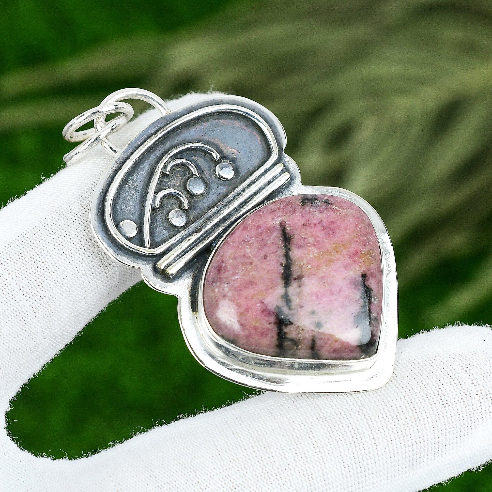 Friendship Day Sale 925 Sterling Silver Natural Rhodonite Anniversary Pendant