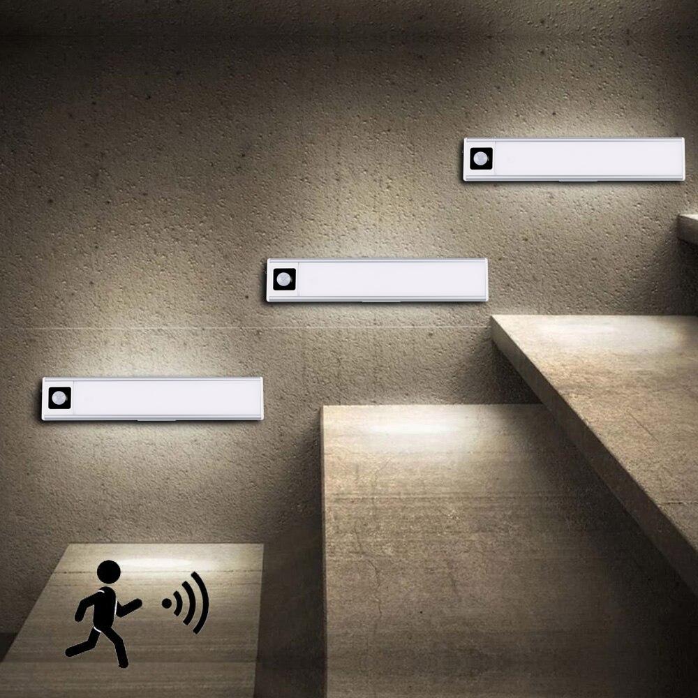 USB Portable Wireless Motion Sensor Light Rigid Strip Night Light Aluminum Profile LED Bar Light Kitchen Closet Stairs Wall Lamp