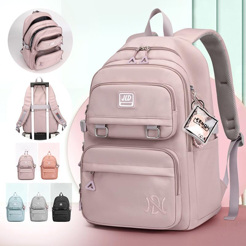 Middle School Student Schoolbags for Girl Commuting Large-capacity Backpacks Fashion Leisure Solid Color Book Bag Ultra-light Waterproof Knapsack