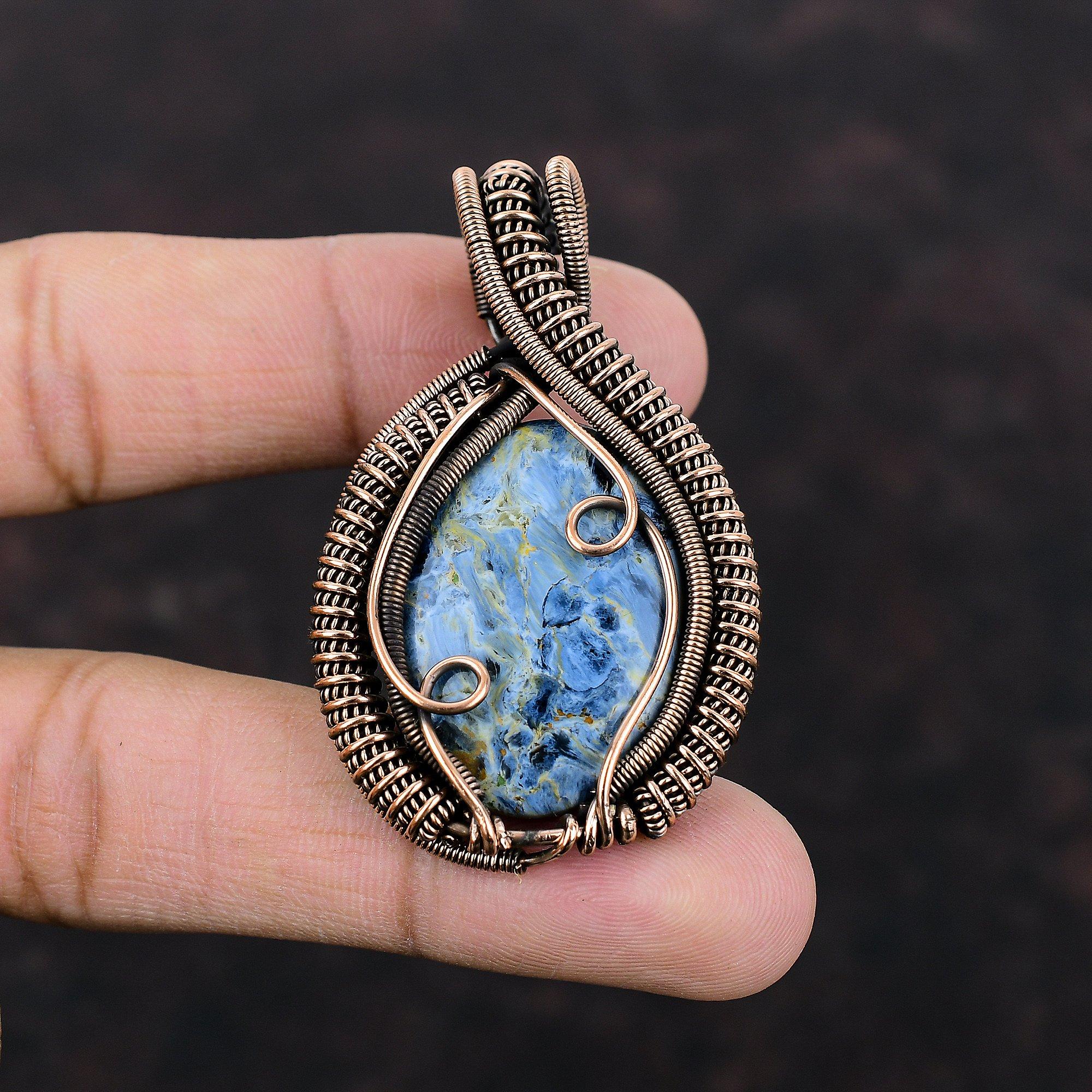 Подвеска из Питерсита, медная проволока, кулон с драгоценным камнем, Ювелирные изделия из Питерсита, подвеска ручной работы, красивые медные украшения, подарок для женщин