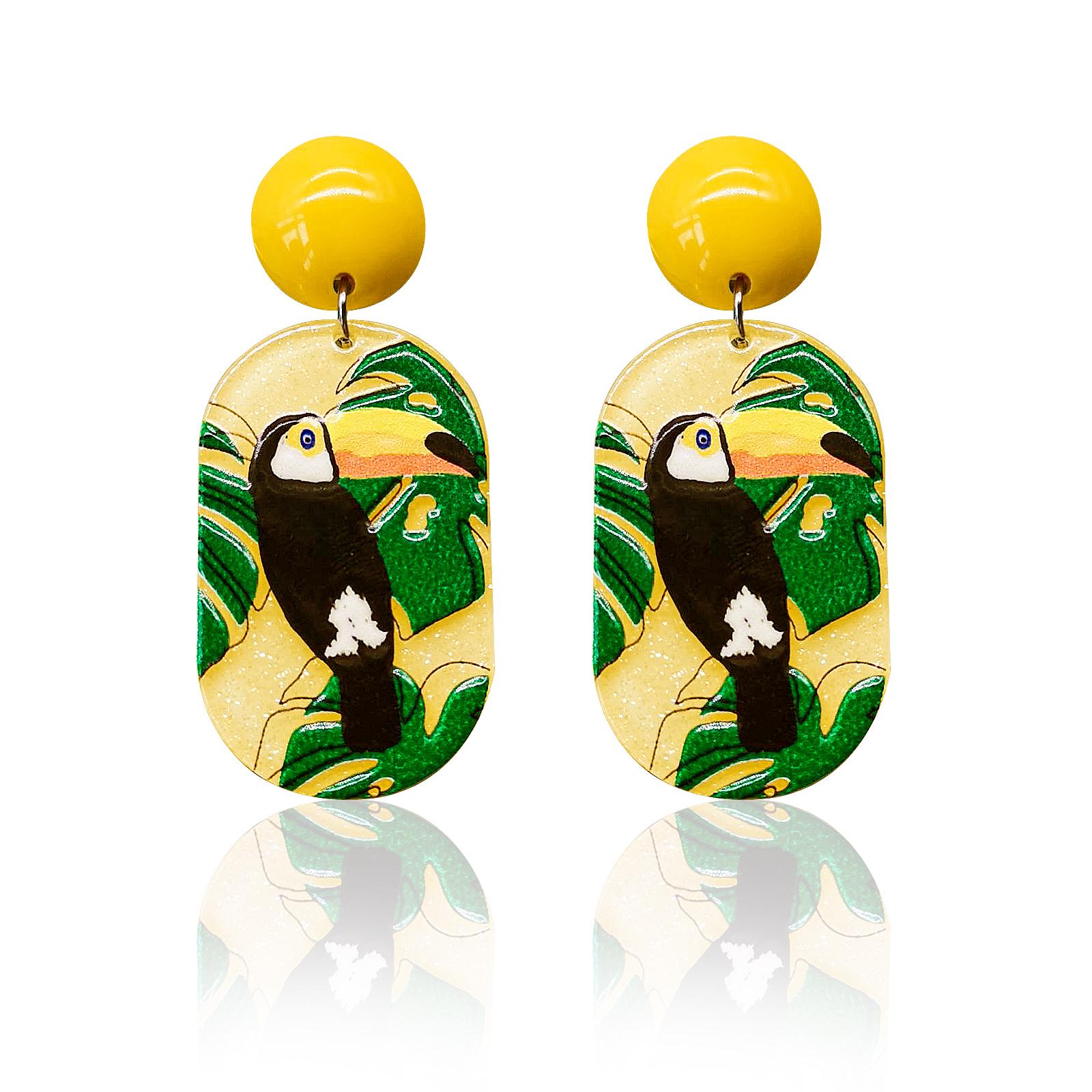 Her Lab | Цветные акриловые серьги с изображением сороки и попугая, висячие серьги из смолы, богемные модные ювелирные серьги для женщин и девочек