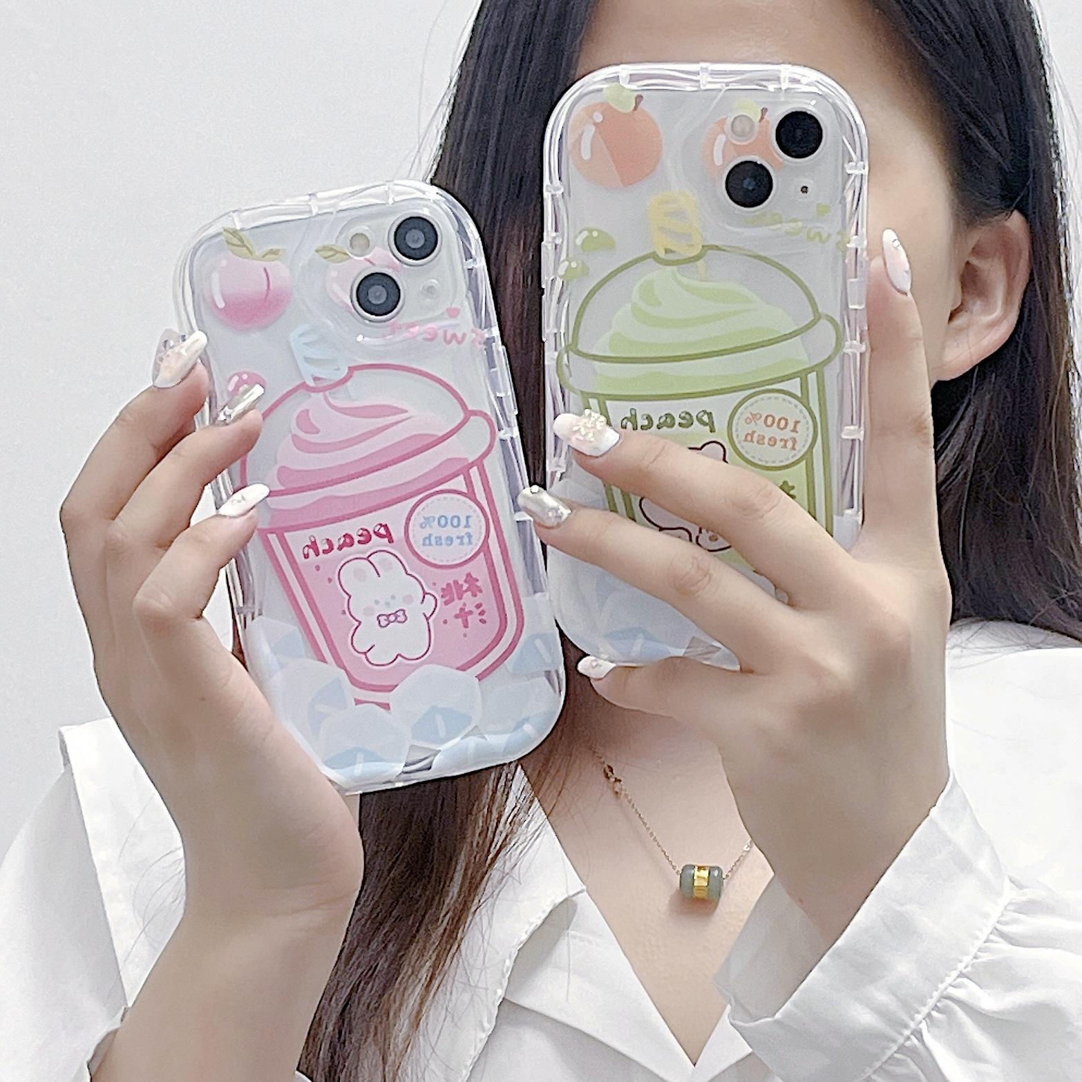 Cute Silicone Case for  Infinix Hot 30i Redmi Note 12 11 Samsung A54 A14 iPhone 11 13 Oppo Reno 8T Funda Cartoon Milk Tea Bear Cover Soft TPU Bumper