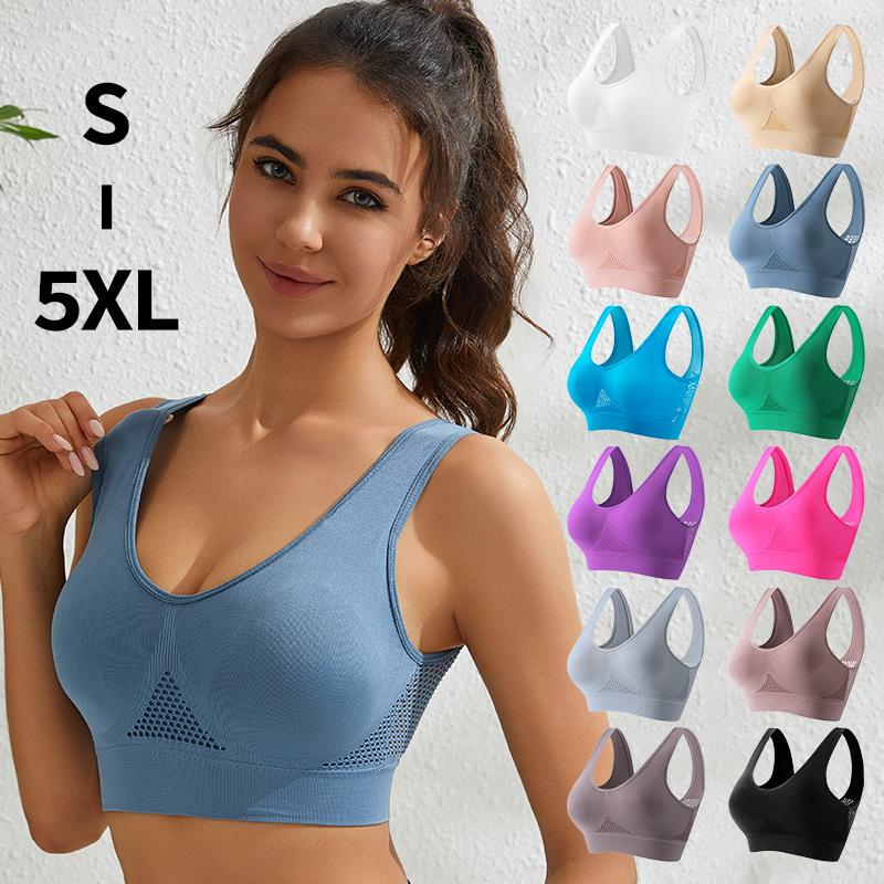 M-5XL Seamless Bras For Women Push Up Hollow Breathable Sports Bra Female Unwired No Pads Crop Top Girls Sexy Lingerie Brassiere