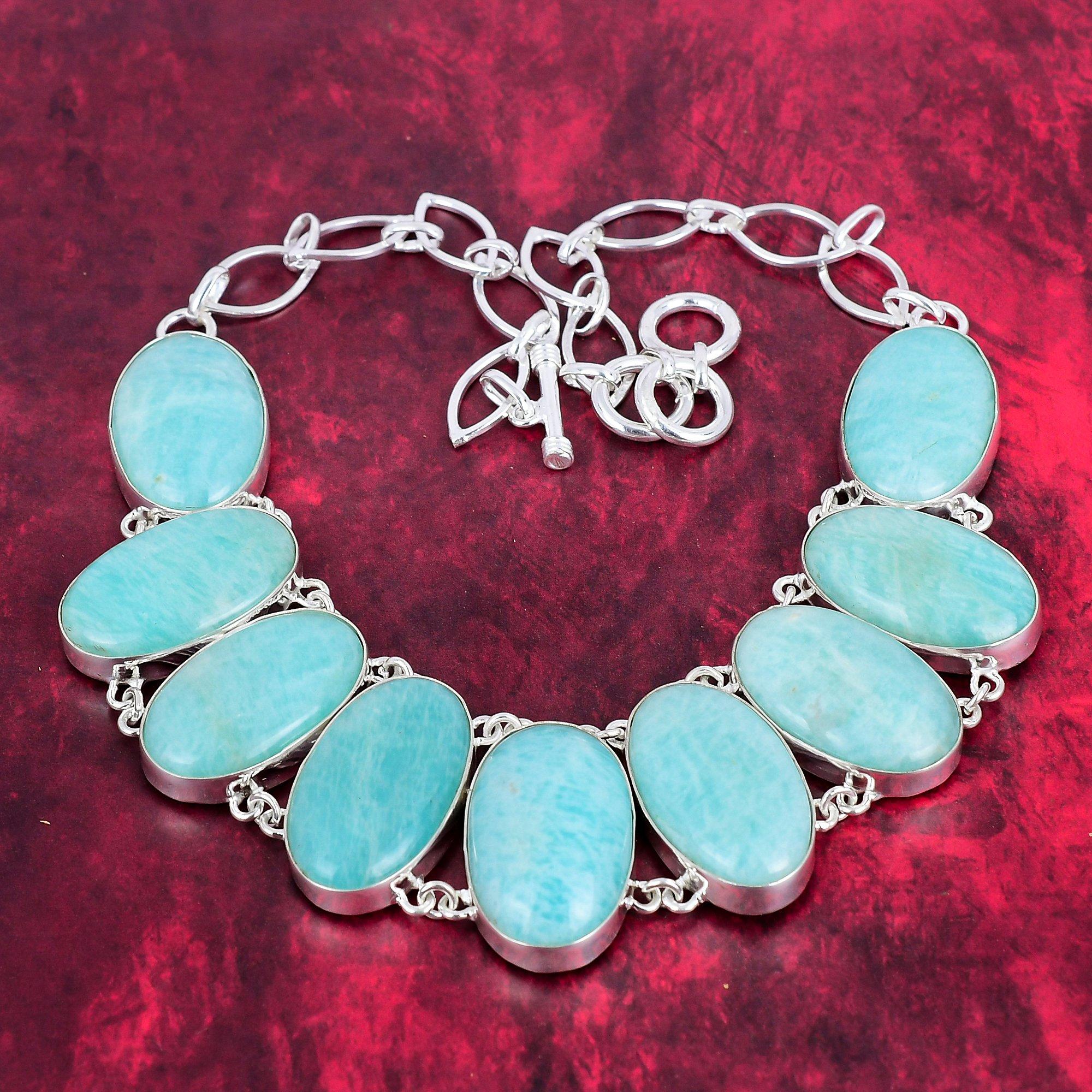 Ожерелье из натурального амазонита из стерлингового серебра 925 пробы с регулируемой цепочкой, уникальное ювелирное ожерелье из драгоценного камня ручной работы на День памяти