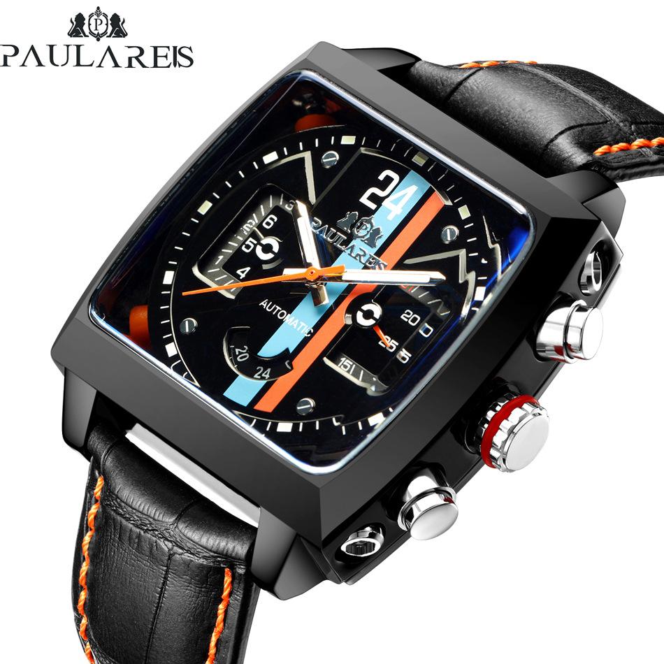 Paulareis Fully Automatic Mechanical Multifunctional Night Light Leather Men -like Watch Automatic Watch