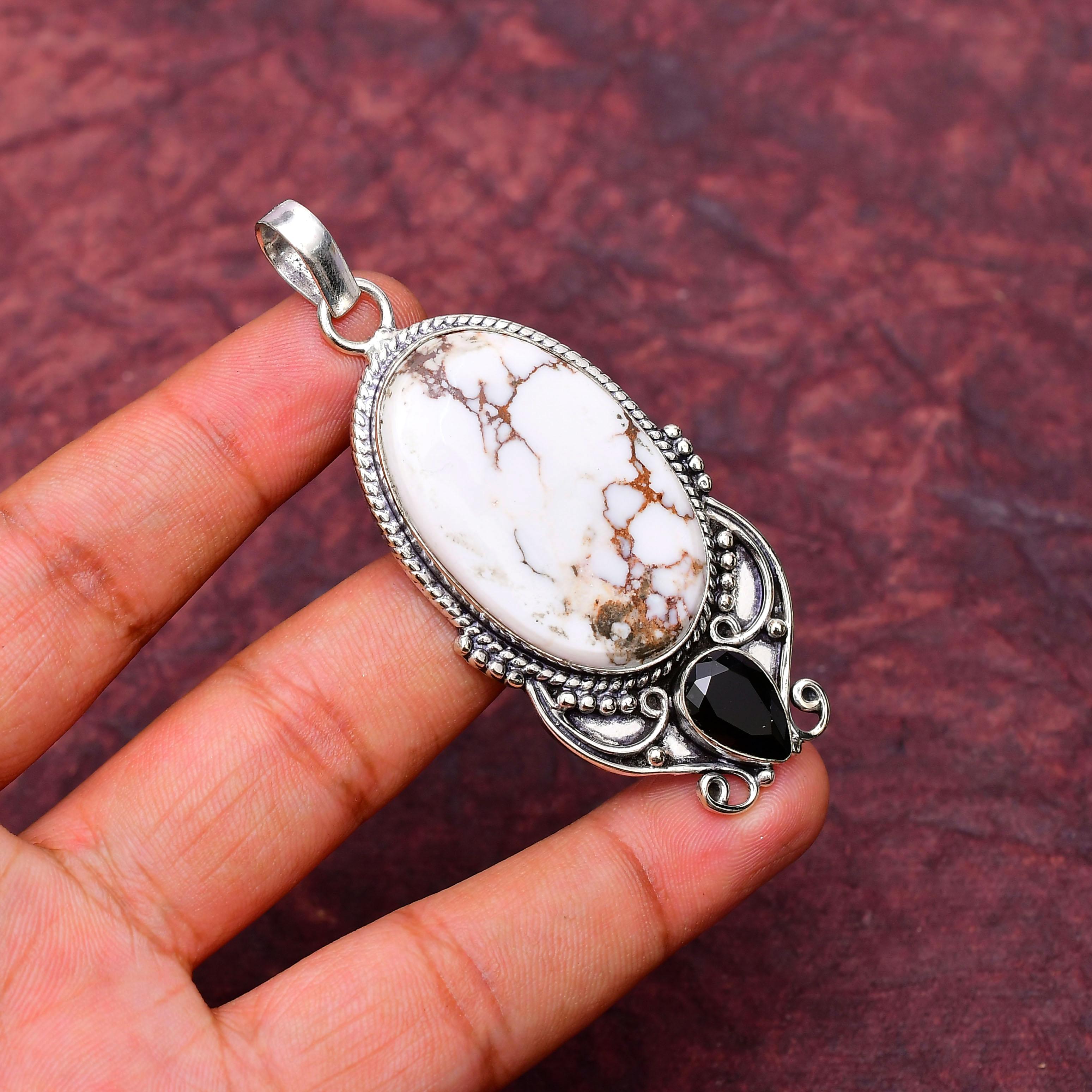 Awesome Wild Horse Gemstone Pendant: 925 Sterling Silver Handmade Pendant Necklace Jewelry