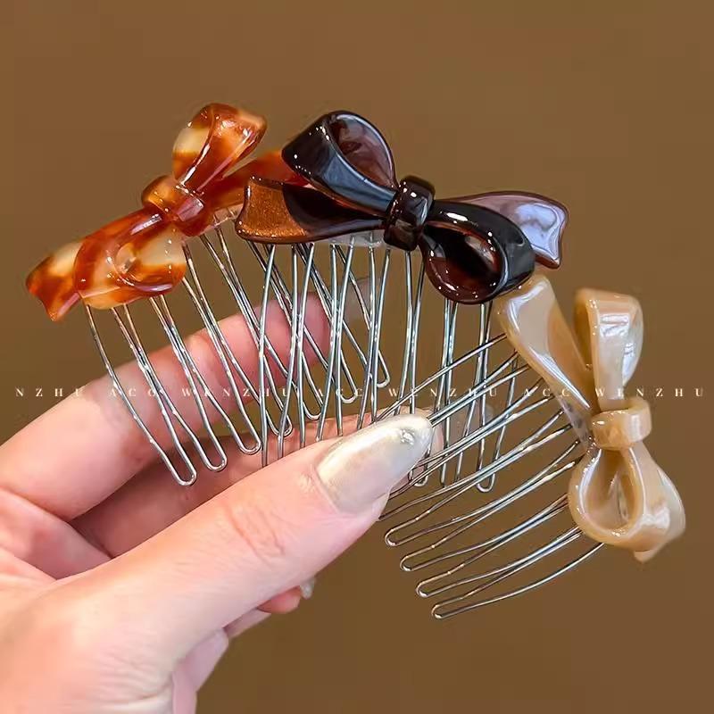 1PCS Elegant Acetate Bowknot Twist Hair Comb Princess Side Hair Clip Bangs Clip Hair Style Accessories