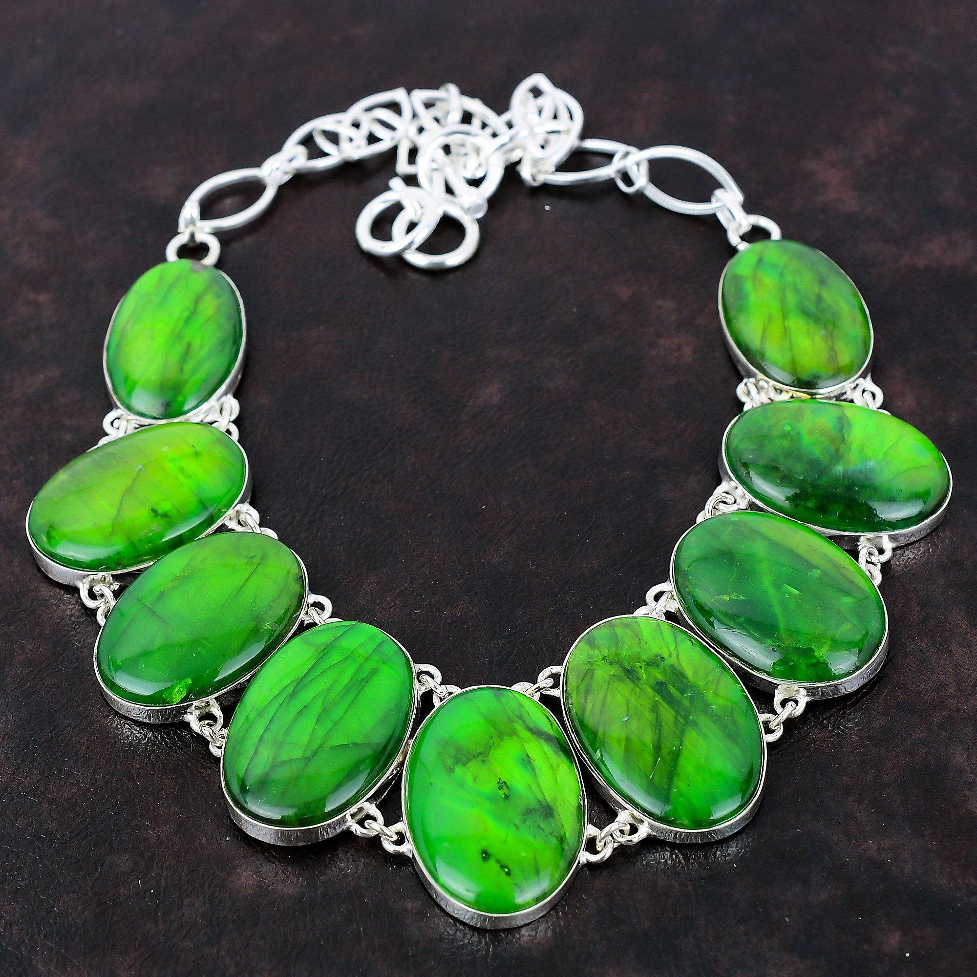 Ожерелье из лабрадорита Green Fire Ожерелье ручной работы Ожерелье из стерлингового серебра 925 пробы Регулируемая цепочка Ожерелье Ювелирные изделия из драгоценных камней Подарок для матери