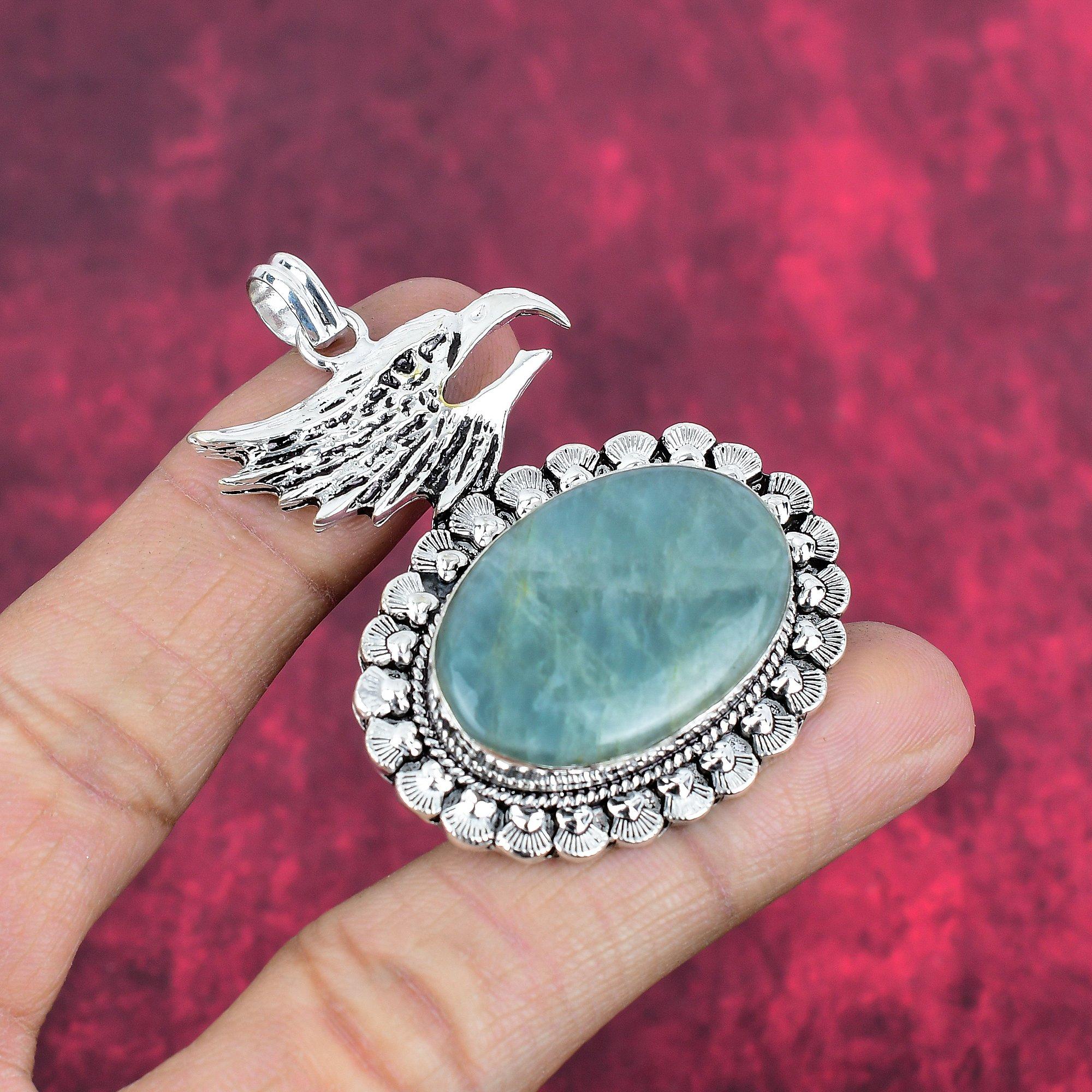 Подвеска с аквамарином, ювелирные изделия из цельного серебра 925 пробы с драгоценными камнями, подвеска ручной работы, на День благодарения