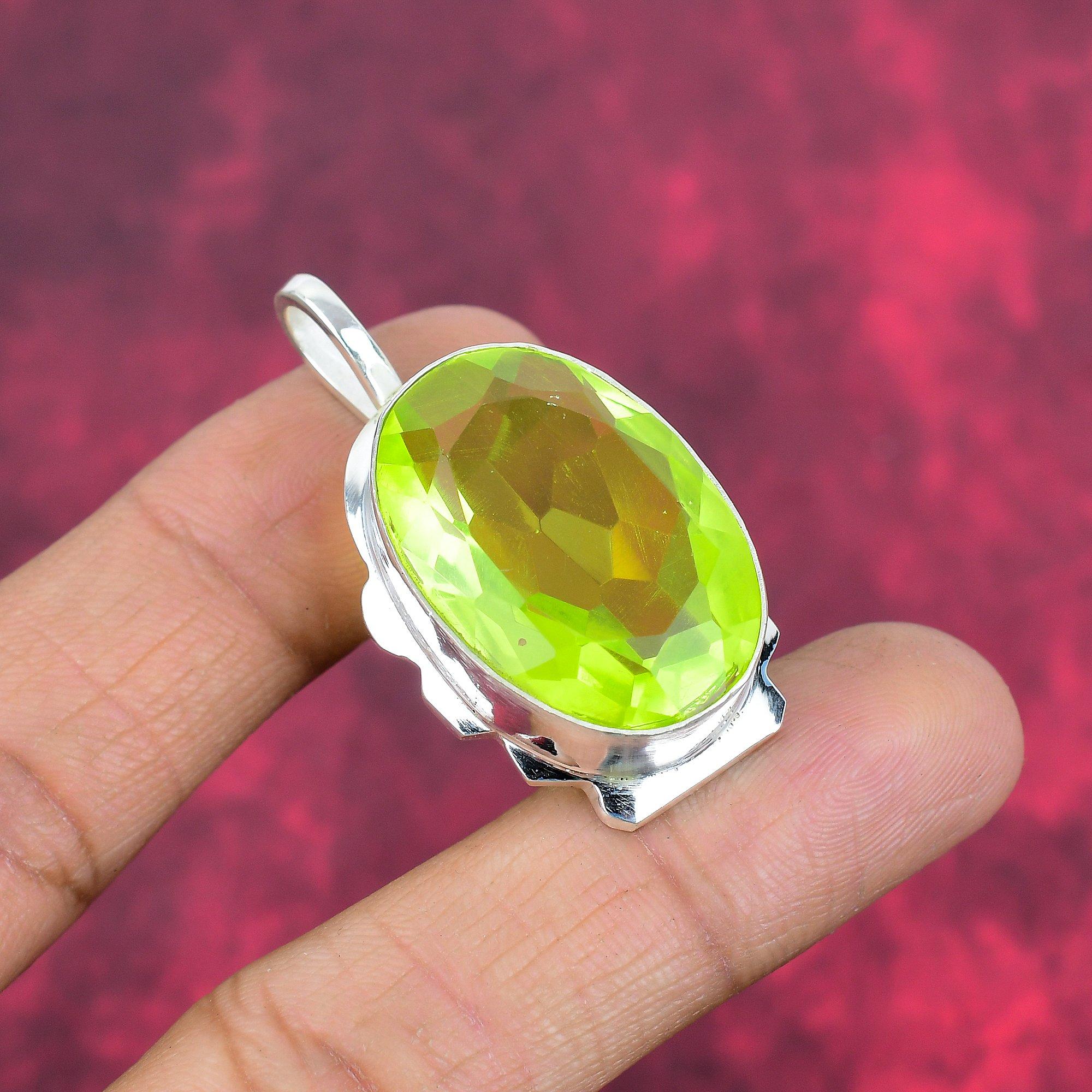 Дизайнерский кулон с лимонным топазом, кулон из стерлингового серебра 925 пробы, кулон ручной работы ко Дню памяти