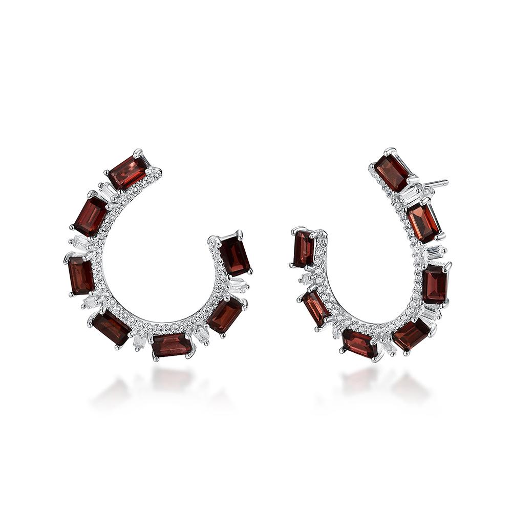 2023 Unique Garnet Earring 925 Sterling Silver Fine Jewelry for Fashion Girls Women Nice Gift